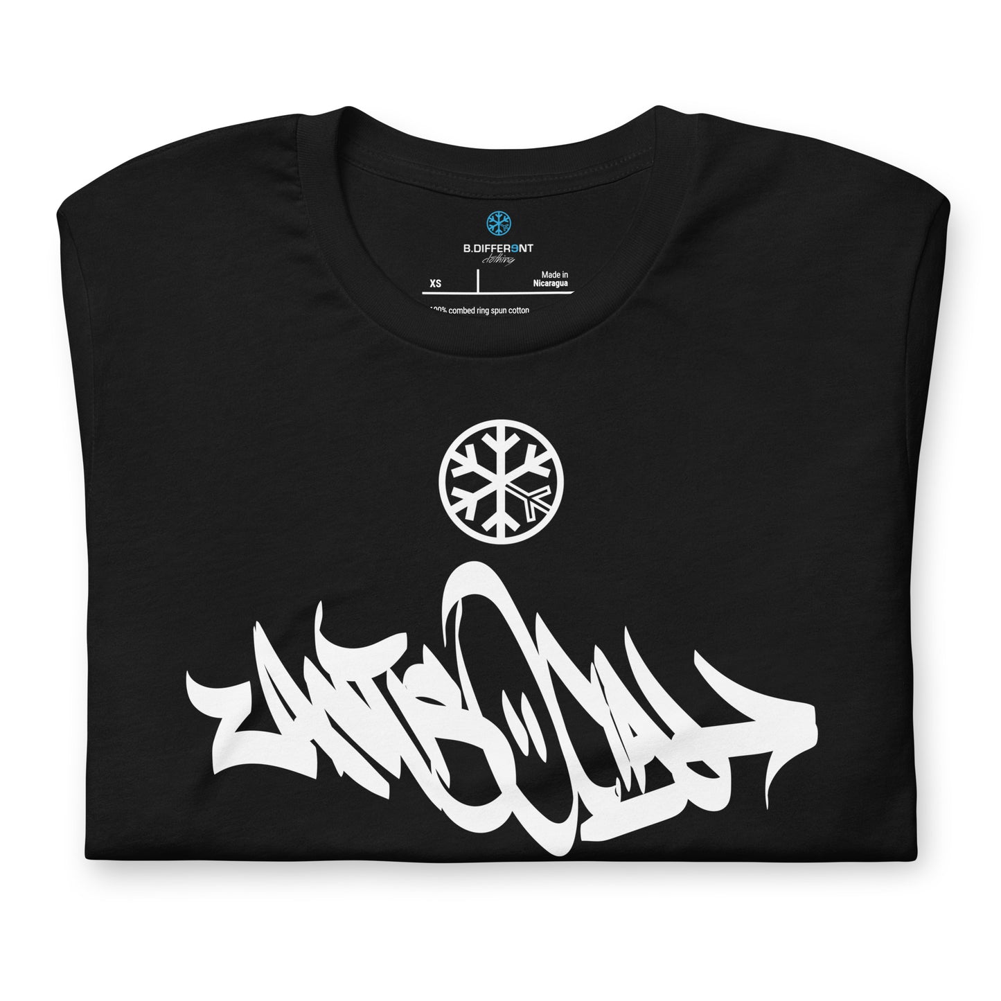 Black-Antisocial Graffiti Tag Tee from B.Different Clothing, folded, graffiti-inspired streetwear t-shirt