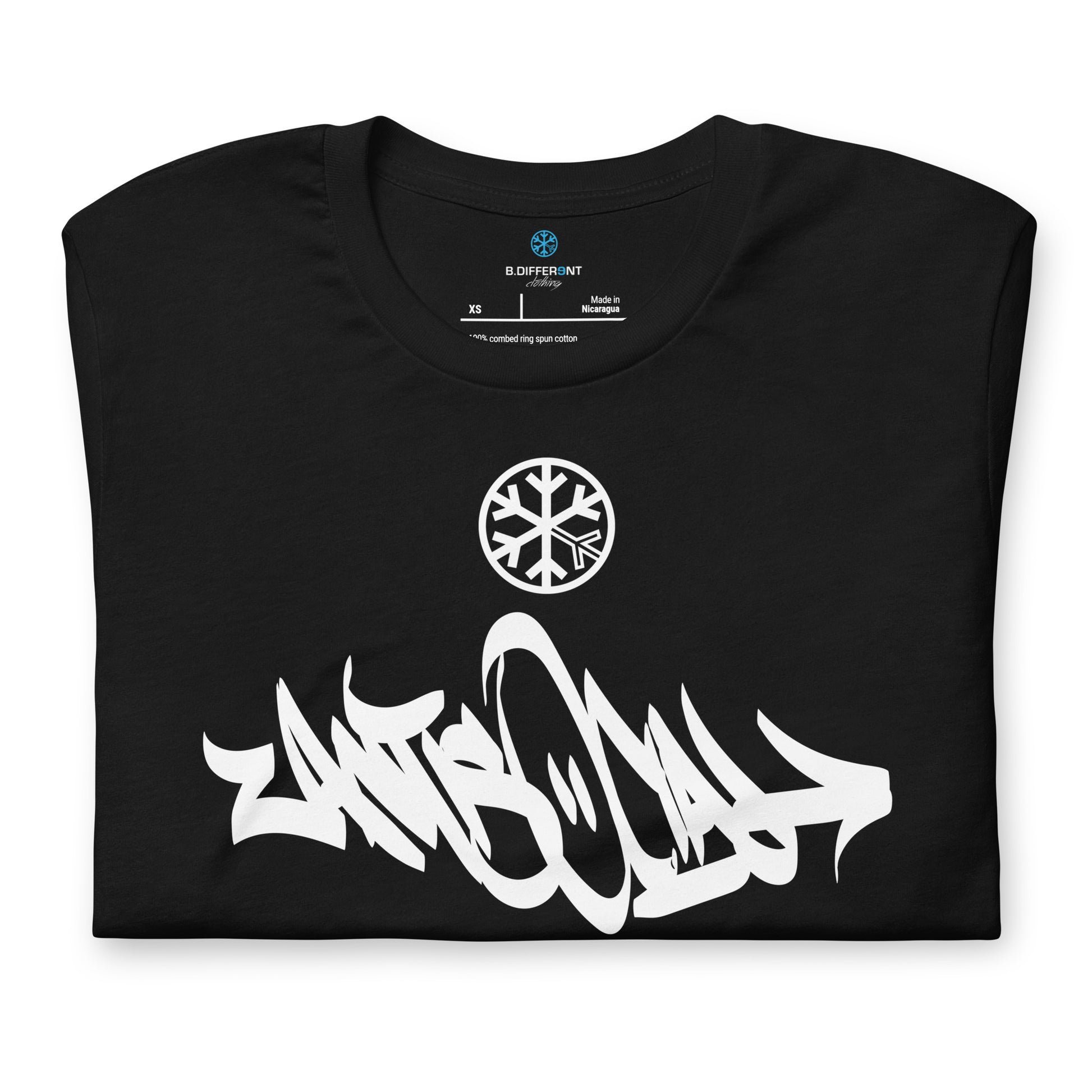 Black-Antisocial Graffiti Tag Tee from B.Different Clothing, folded, graffiti-inspired streetwear t-shirt