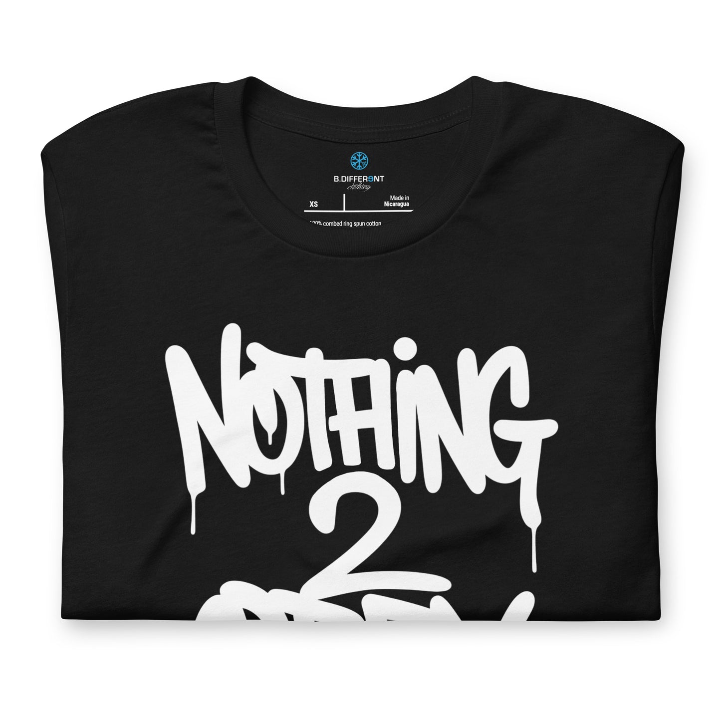 Black-Nothing 2 Obey Graffiti Tee from B.Different Clothing, folded, graffiti-inspired streetwear t-shirt