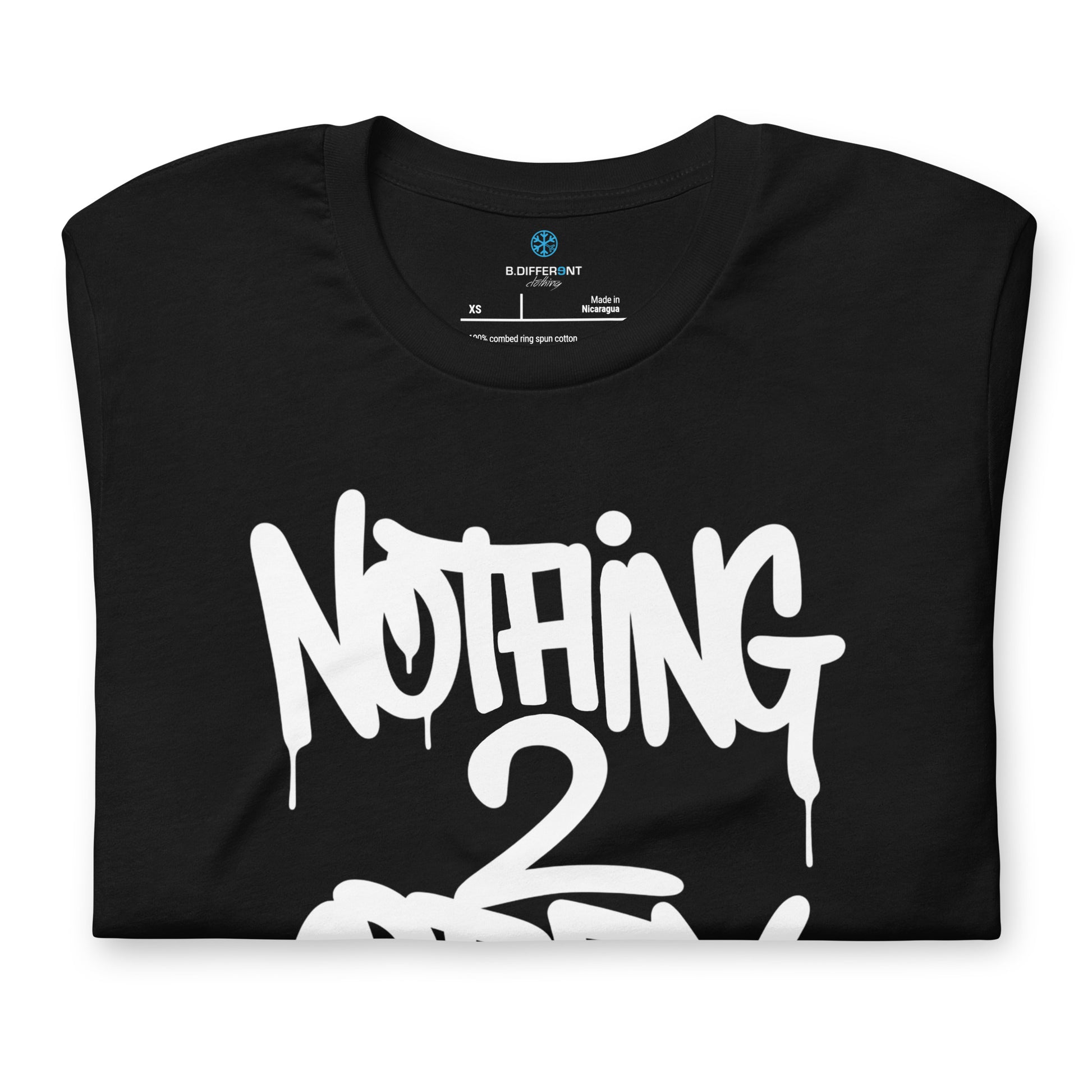 Black-Nothing 2 Obey Graffiti Tee from B.Different Clothing, folded, graffiti-inspired streetwear t-shirt