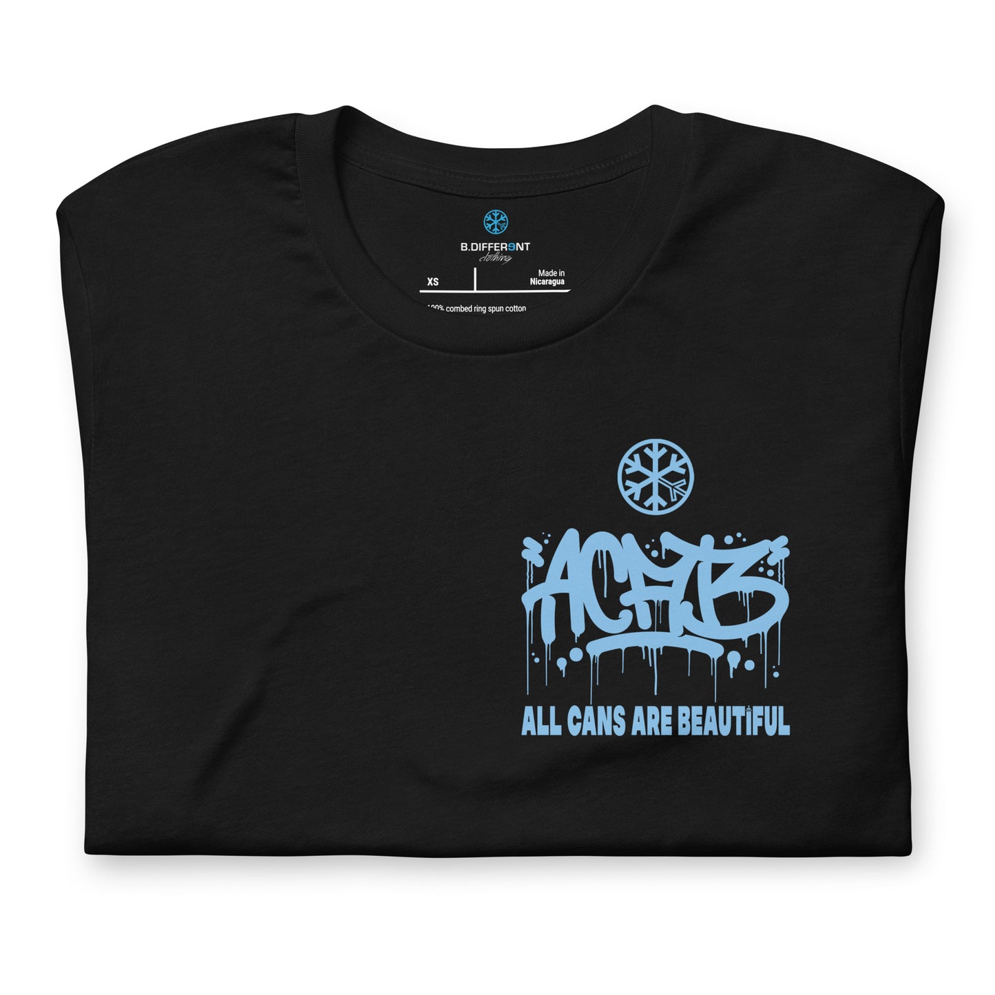 Black-ACAB Graffiti Character Tee from B.Different Clothing, folded, graffiti-inspired streetwear t-shirt