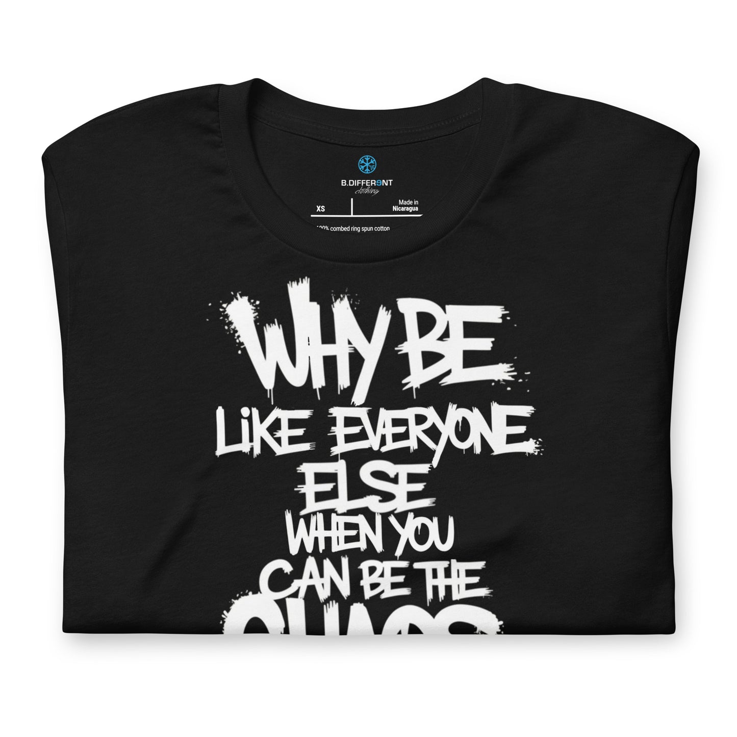 Black-Chaos They Fear Graffiti Tag Tee from B.Different Clothing, folded, graffiti-inspired streetwear t-shirt