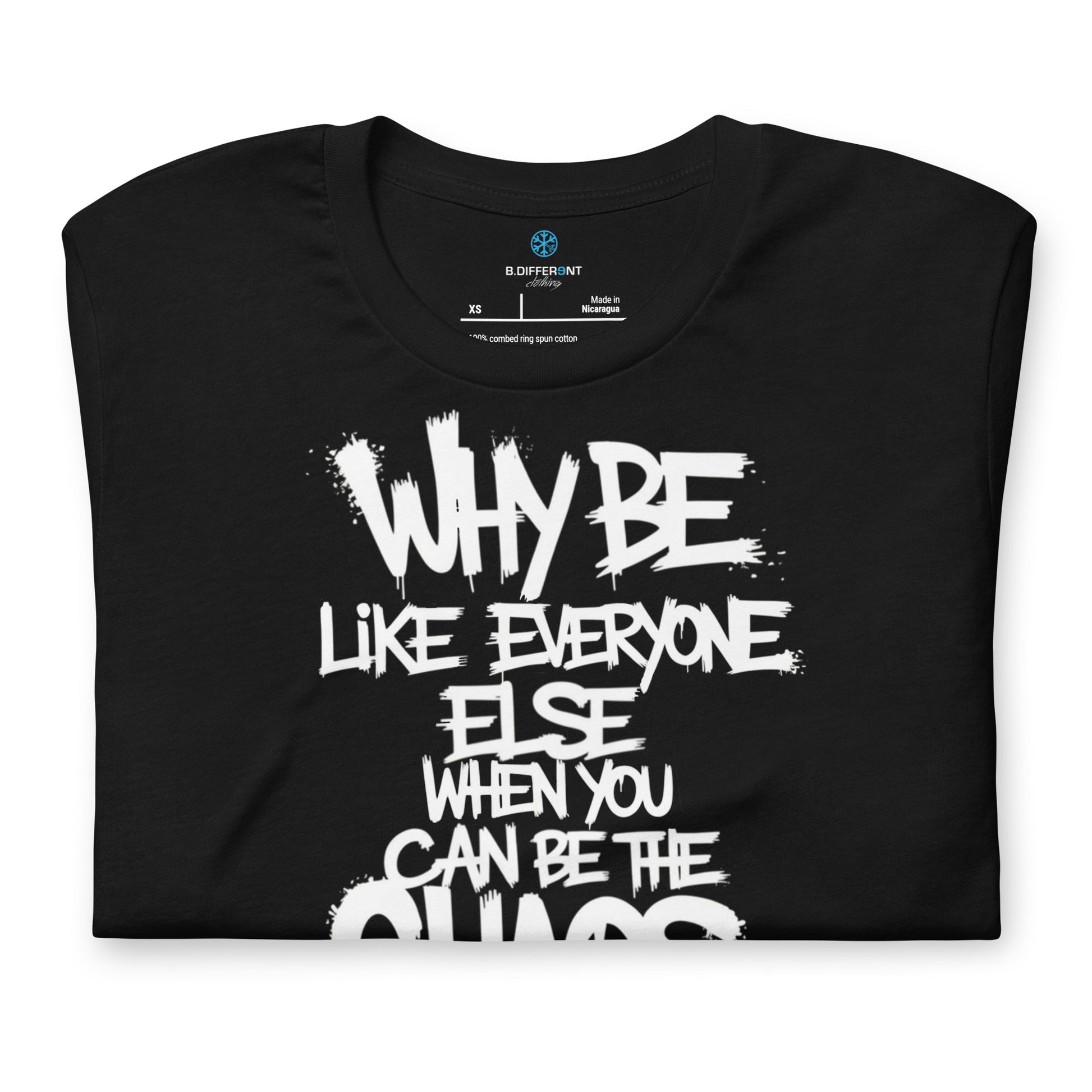 Black-Chaos They Fear Graffiti Tag Tee from B.Different Clothing, folded, graffiti-inspired streetwear t-shirt