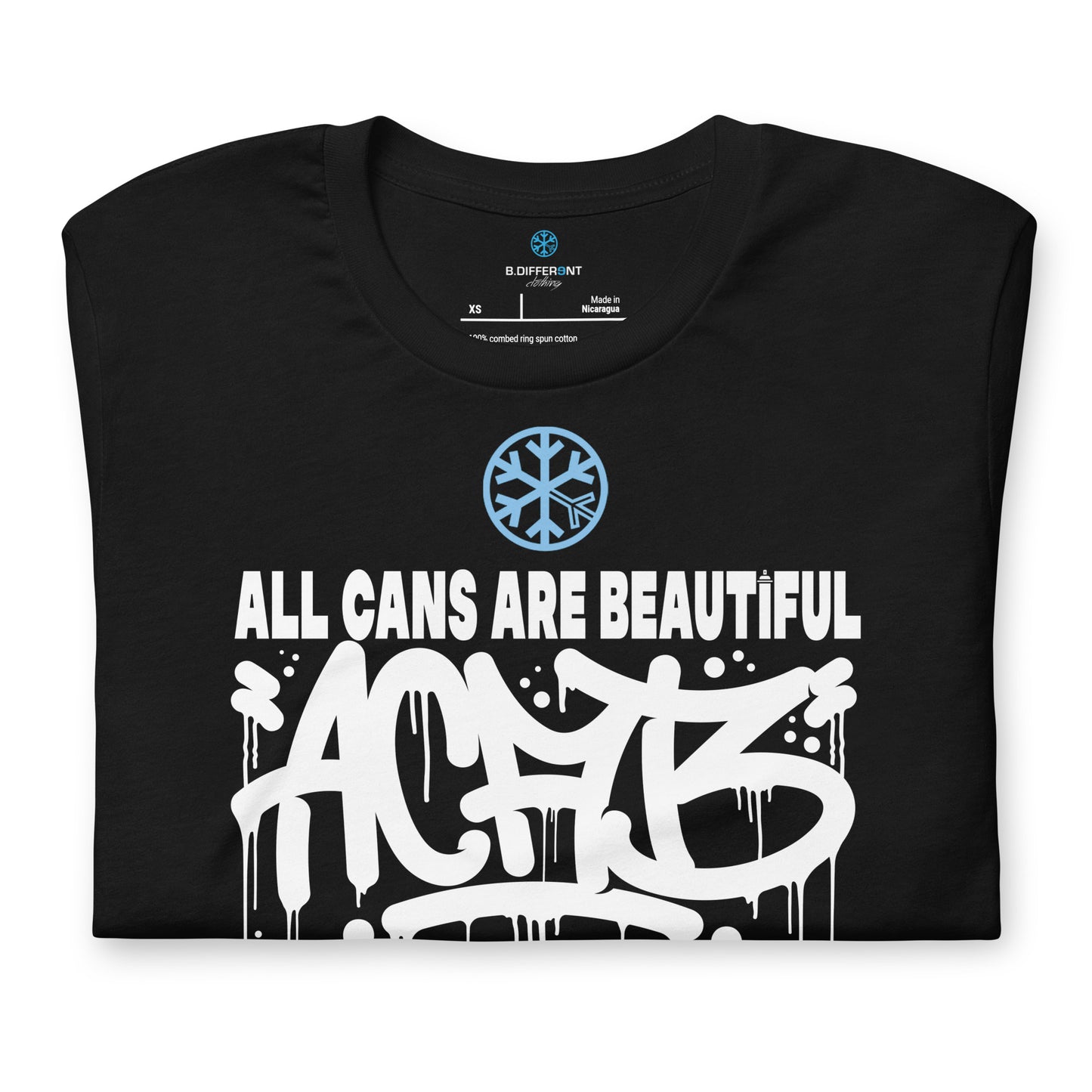 Black-Acab Graffiti Tag Tee from B.Different Clothing, folded, graffiti-inspired streetwear t-shirt