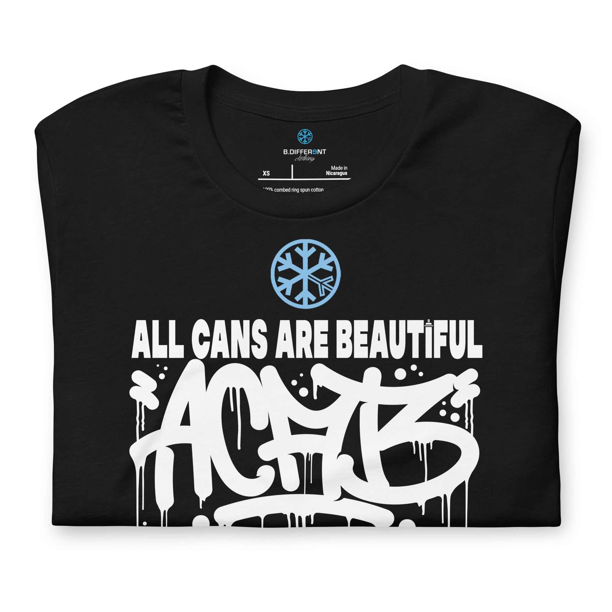 Black-Acab Graffiti Tag Tee from B.Different Clothing, folded, graffiti-inspired streetwear t-shirt