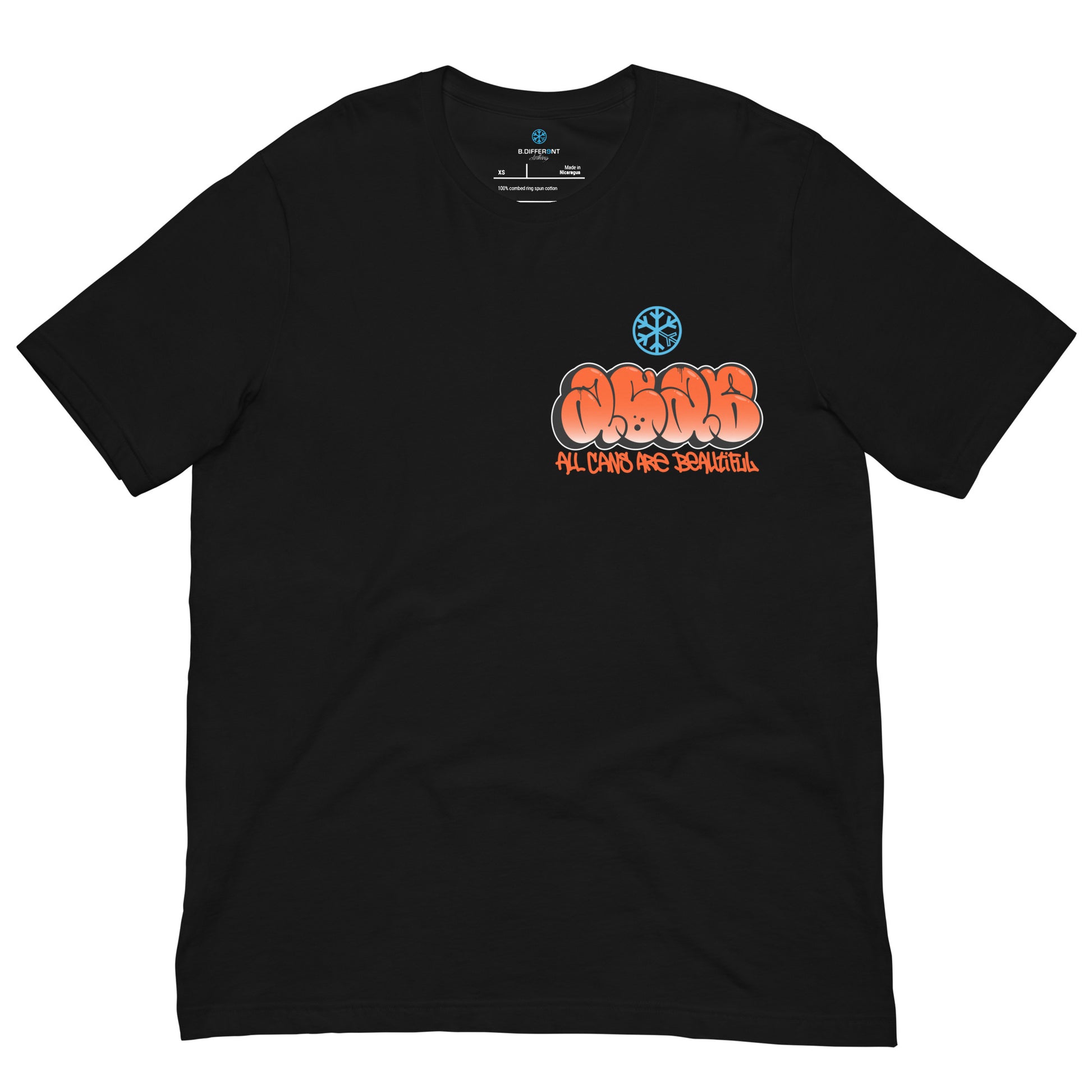 Black-ACAB Girl Graffiti Tee from B.Different Clothing, front view, graffiti-inspired streetwear