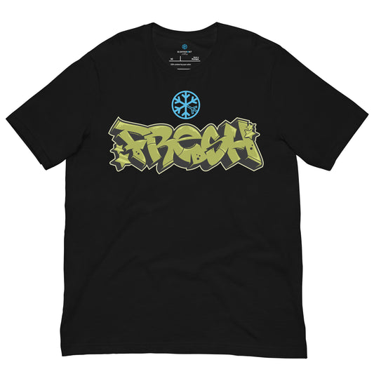 Black-Fresh Graffiti Piece Tee from B.Different Clothing, front view, graffiti-inspired streetwear t-shirt
