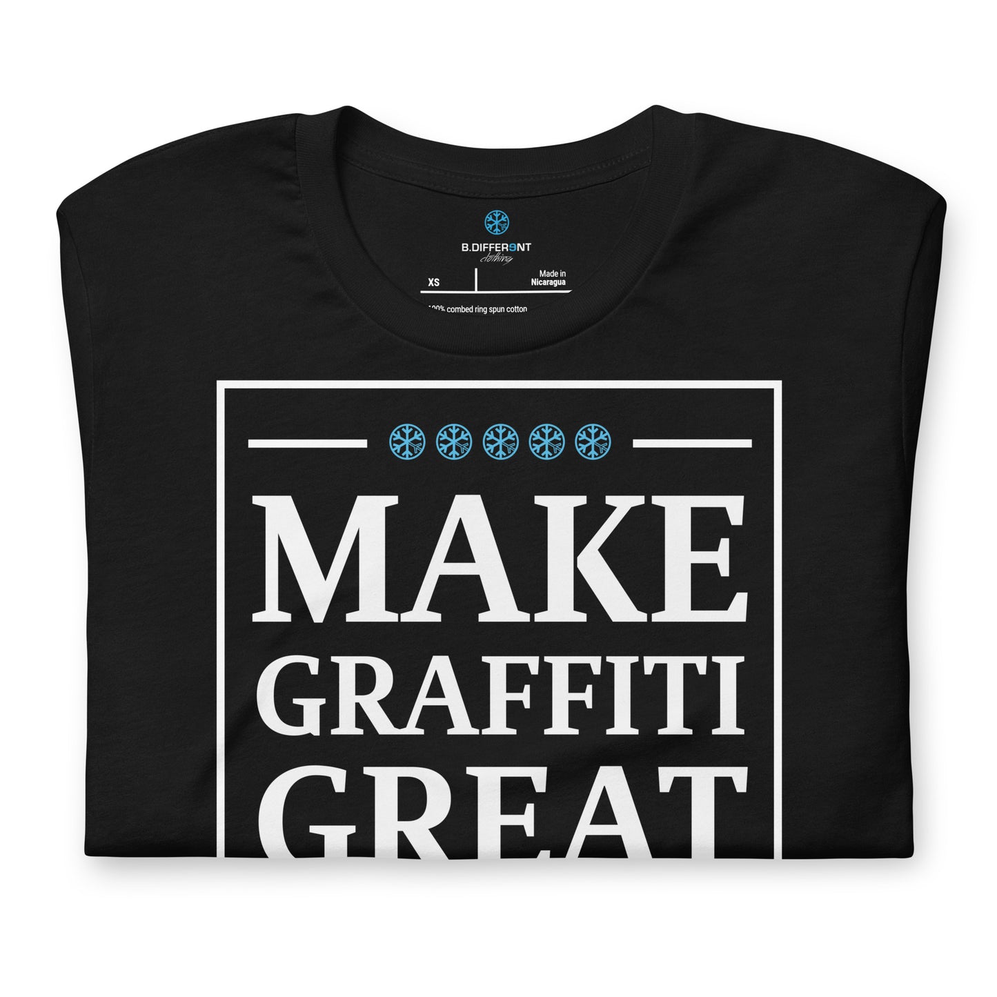 Black-Make Graffiti Great Again Tee from B.Different Clothing, folded, graffiti-inspired streetwear t-shirt