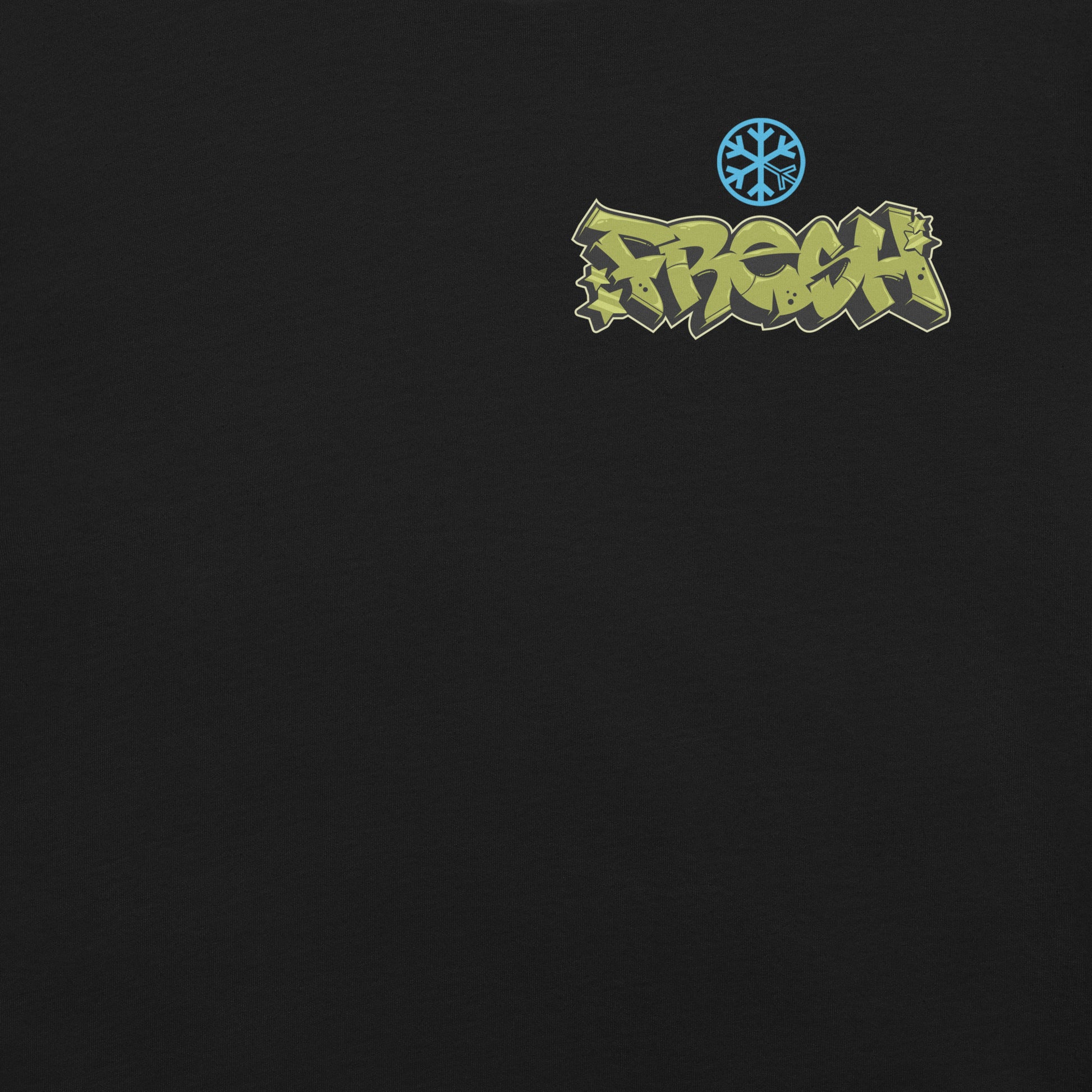 Black-Fresh Graffiti Character Tee from B.Different Clothing, front graphic, graffiti-inspired streetwear t-shirt