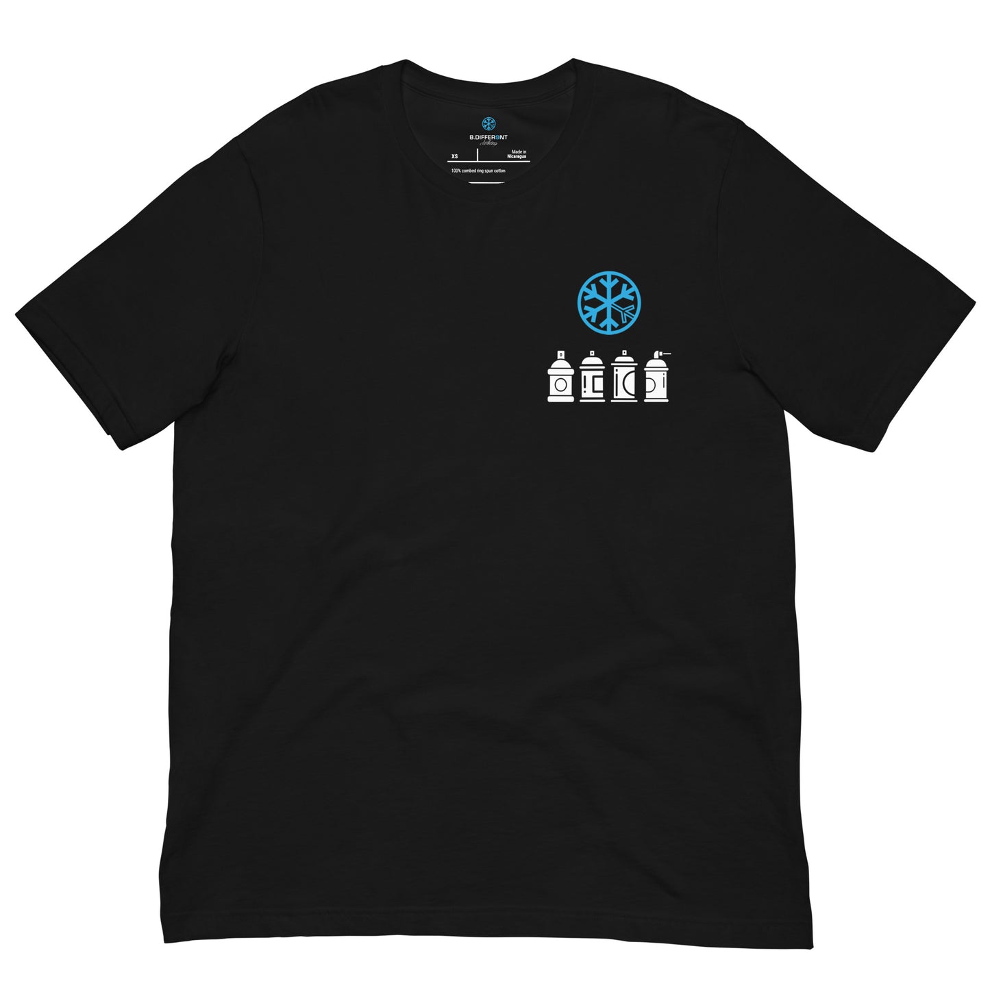Black-Get Down Graffiti Character Tee from B.Different Clothing, front view, graffiti-inspired streetwear t-shirt