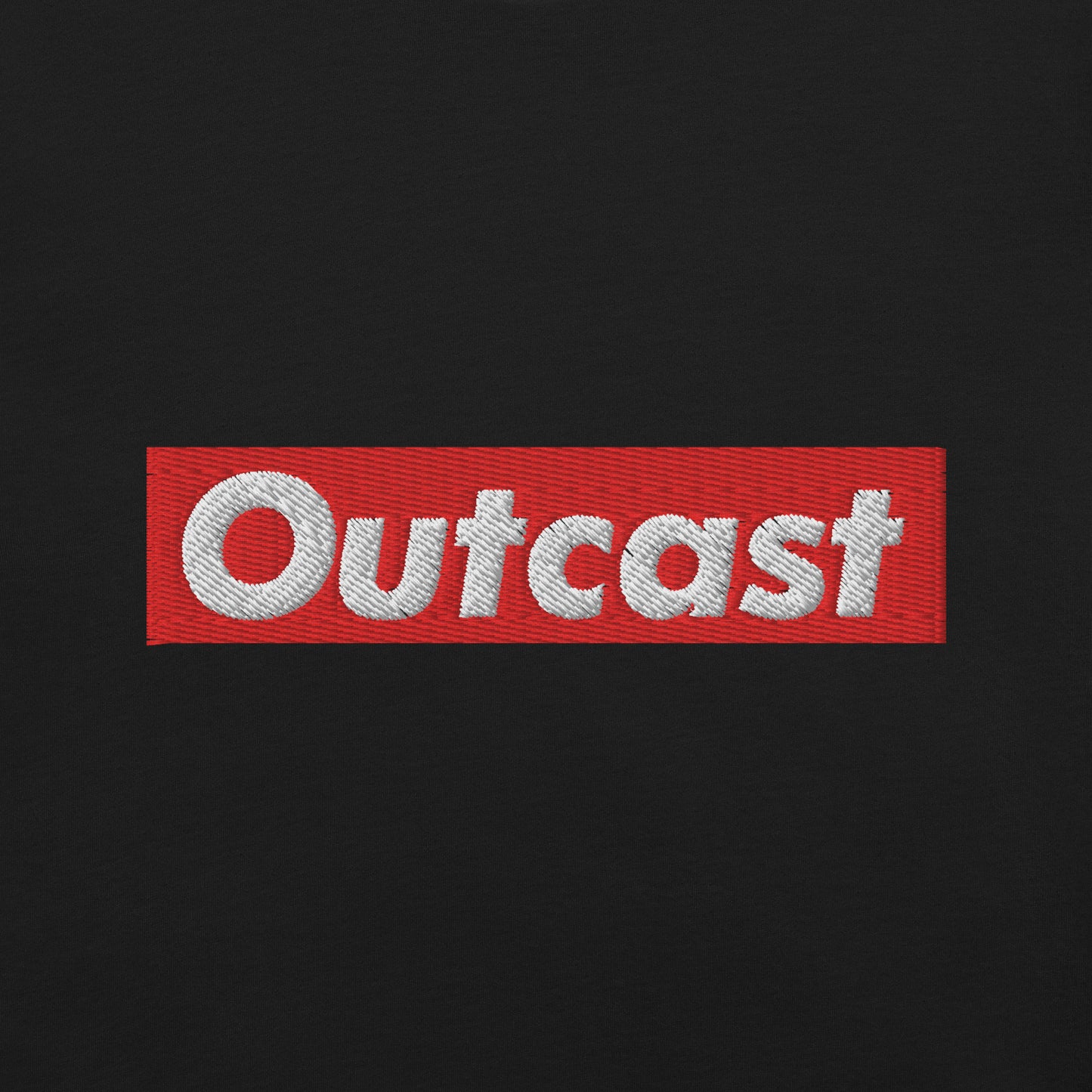 Black-Outcast Box Tee from B.Different Clothing, front graphic, graffiti-inspired streetwear t-shirt