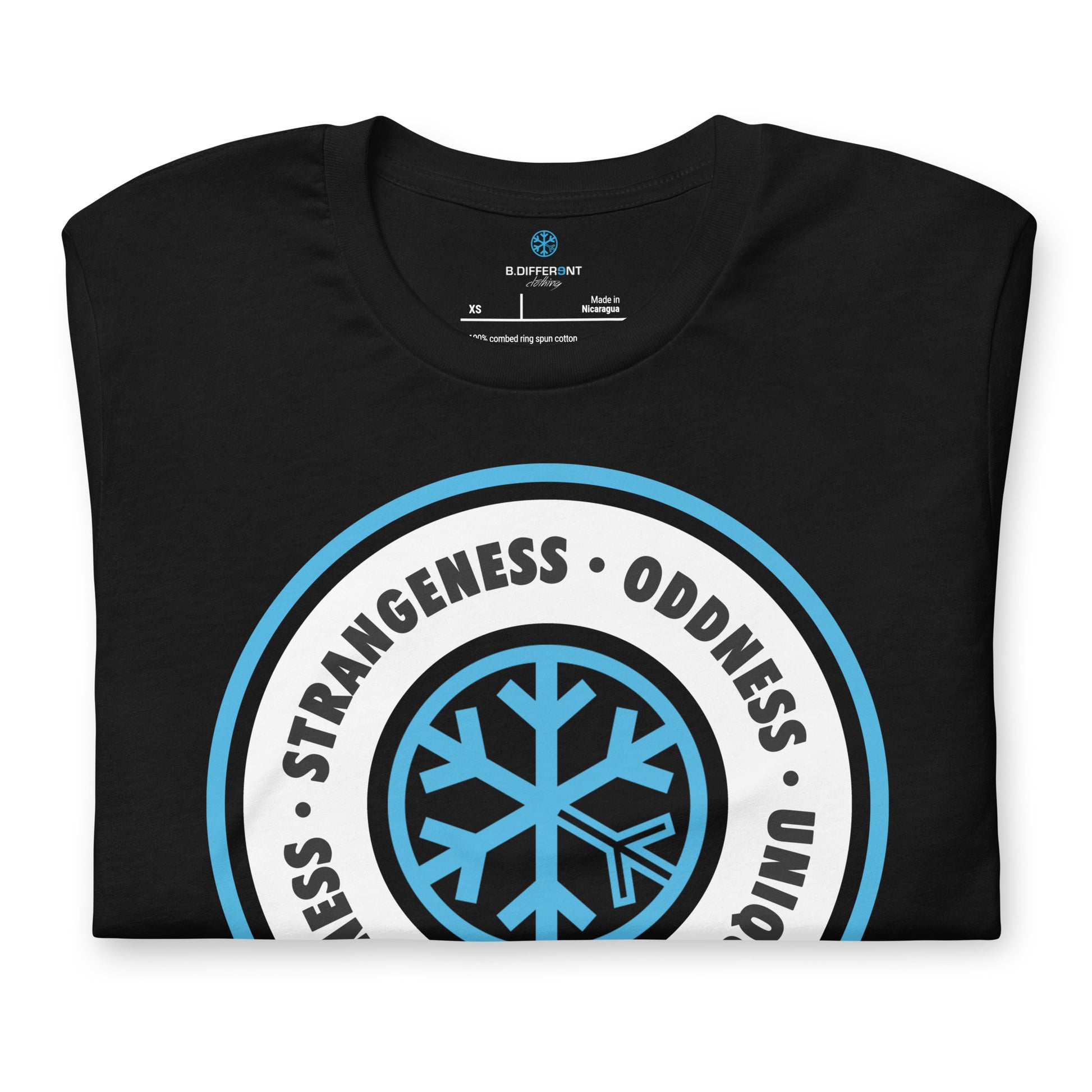 Black-Circle of Weirdness Tee from B.Different Clothing, folded, graffiti-inspired streetwear t-shirt