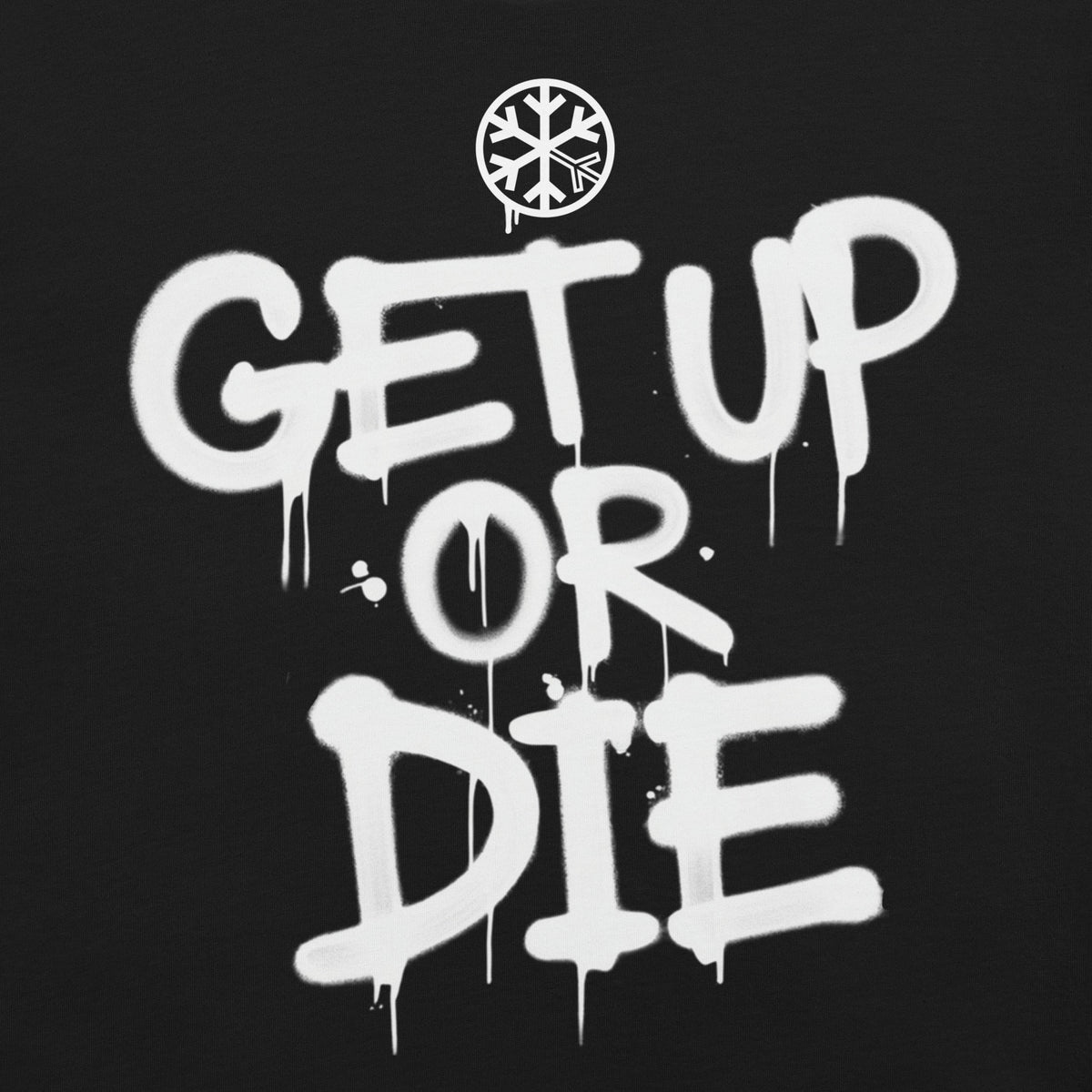 Black-Get Up or Die Graffiti Tag Tee from B.Different Clothing, front graphic, graffiti-inspired streetwear t-shirt