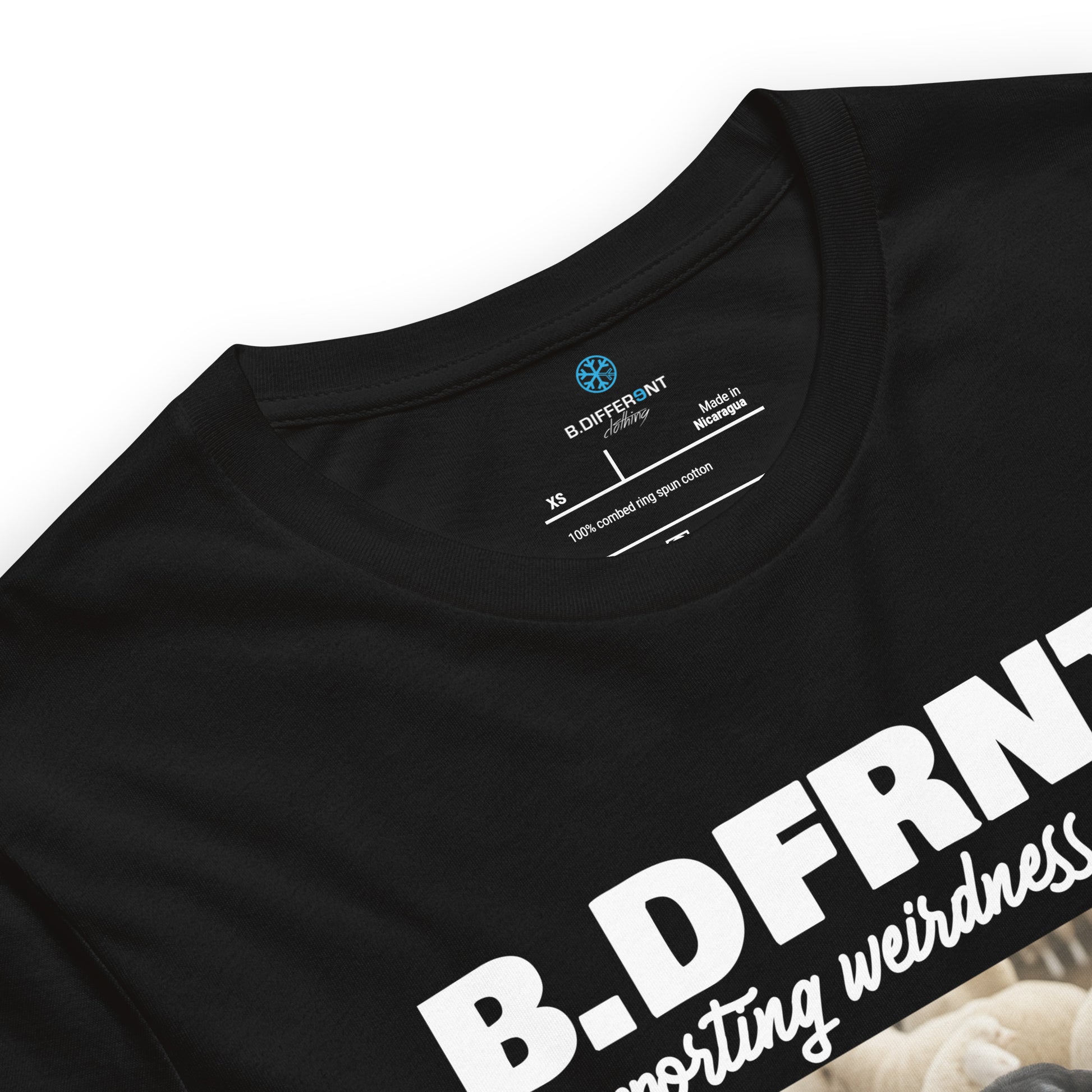 Black-Black Sheep Tee from B.Different Clothing, collar, graffiti-inspired streetwear t-shirt