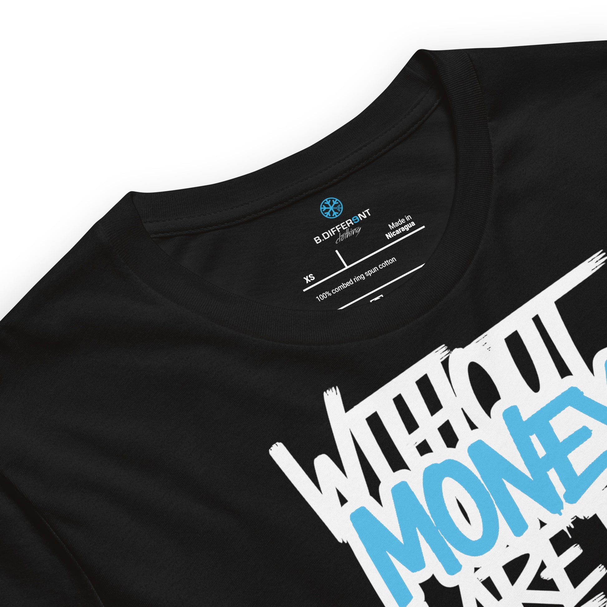 Black-Without Dreams You Are Nothing Graffiti Tee from B.Different Clothing, collar, graffiti-inspired streetwear t-shirt