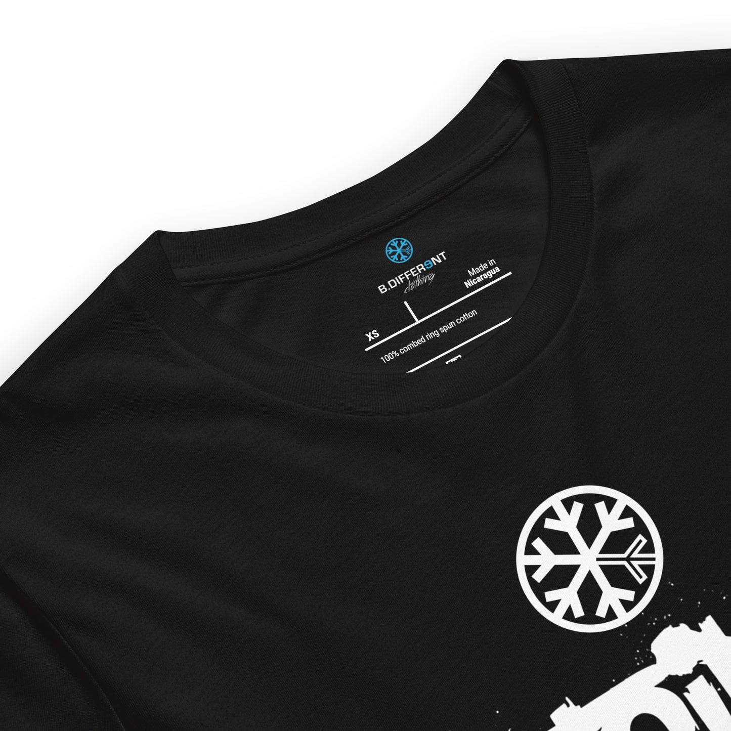 Black-Outsider Graffiti Tag Tee from B.Different Clothing, collar, graffiti-inspired streetwear t-shirt