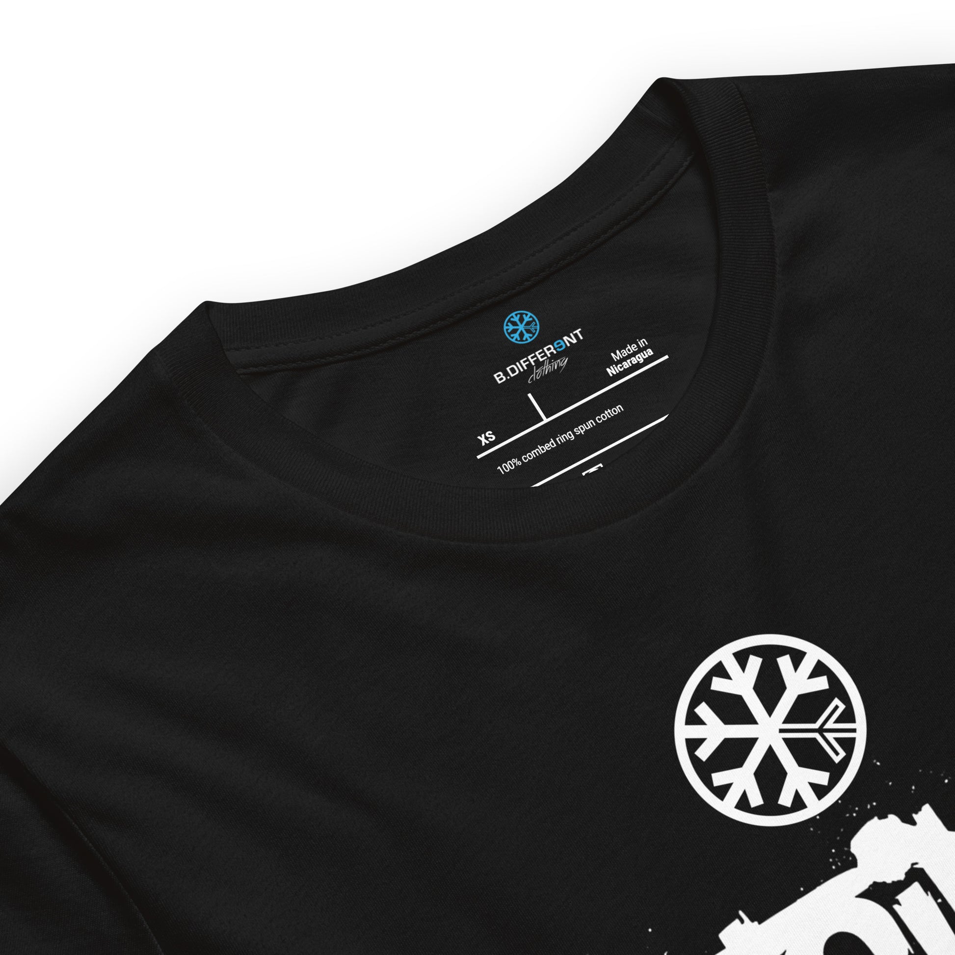 Black-Outsider Graffiti Tag Tee from B.Different Clothing, collar, graffiti-inspired streetwear t-shirt