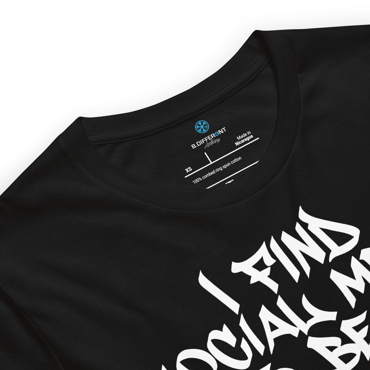 Black-Social Media Graffiti Tag Tee from B.Different Clothing, collar, graffiti-inspired streetwear t-shirt