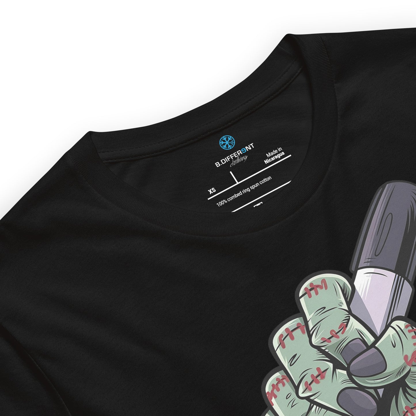 Black-Thing Graffiti Tee from B.Different Clothing, collar, graffiti-inspired streetwear t-shirt