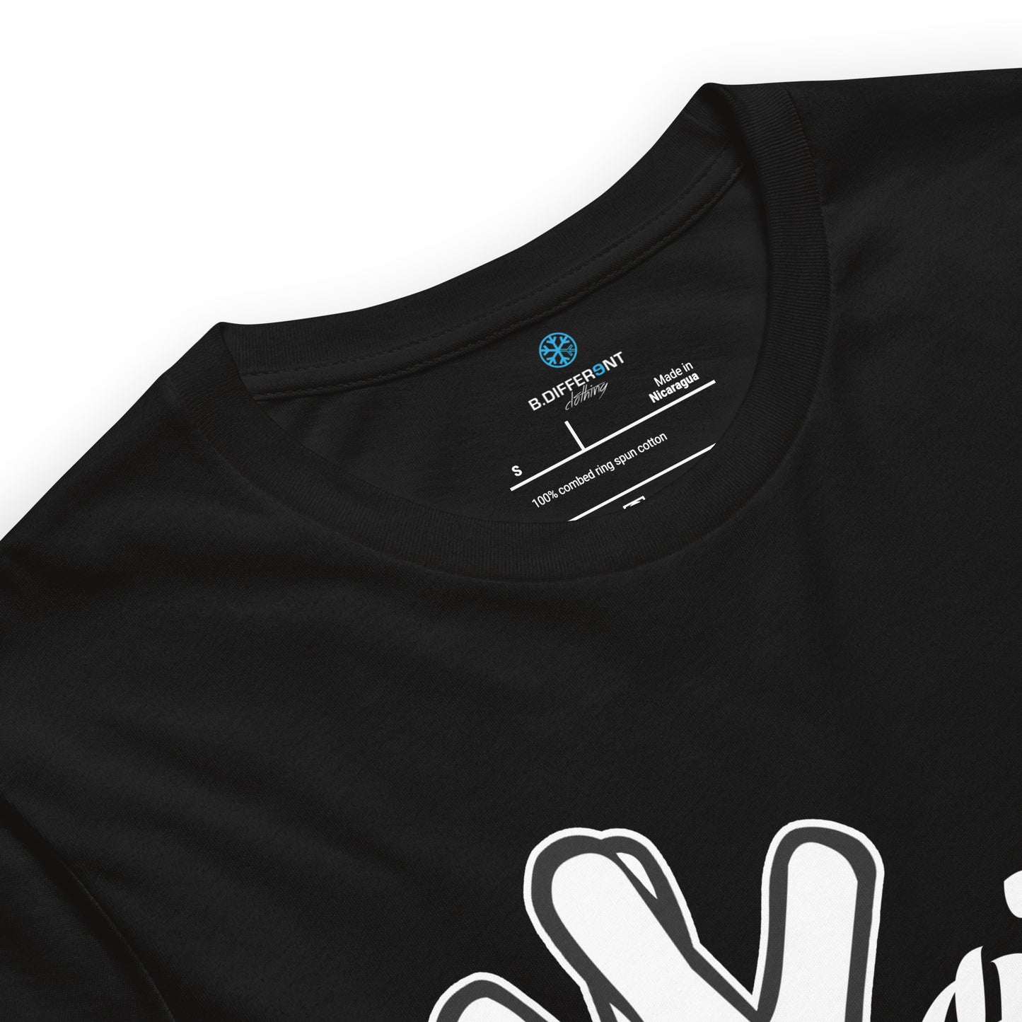 Beige-Weirdo Hand Sign Tee from B.Different Clothing, collar, graffiti-inspired streetwear t-shirt