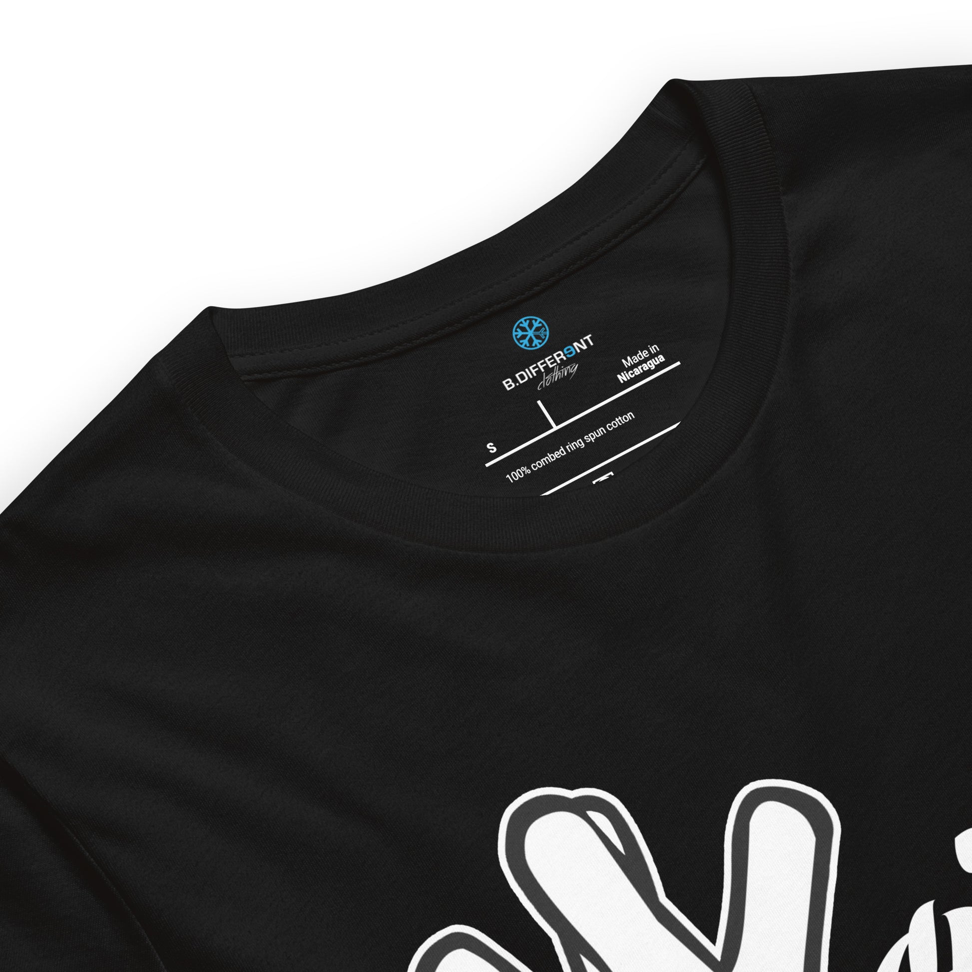 Beige-Weirdo Hand Sign Tee from B.Different Clothing, collar, graffiti-inspired streetwear t-shirt