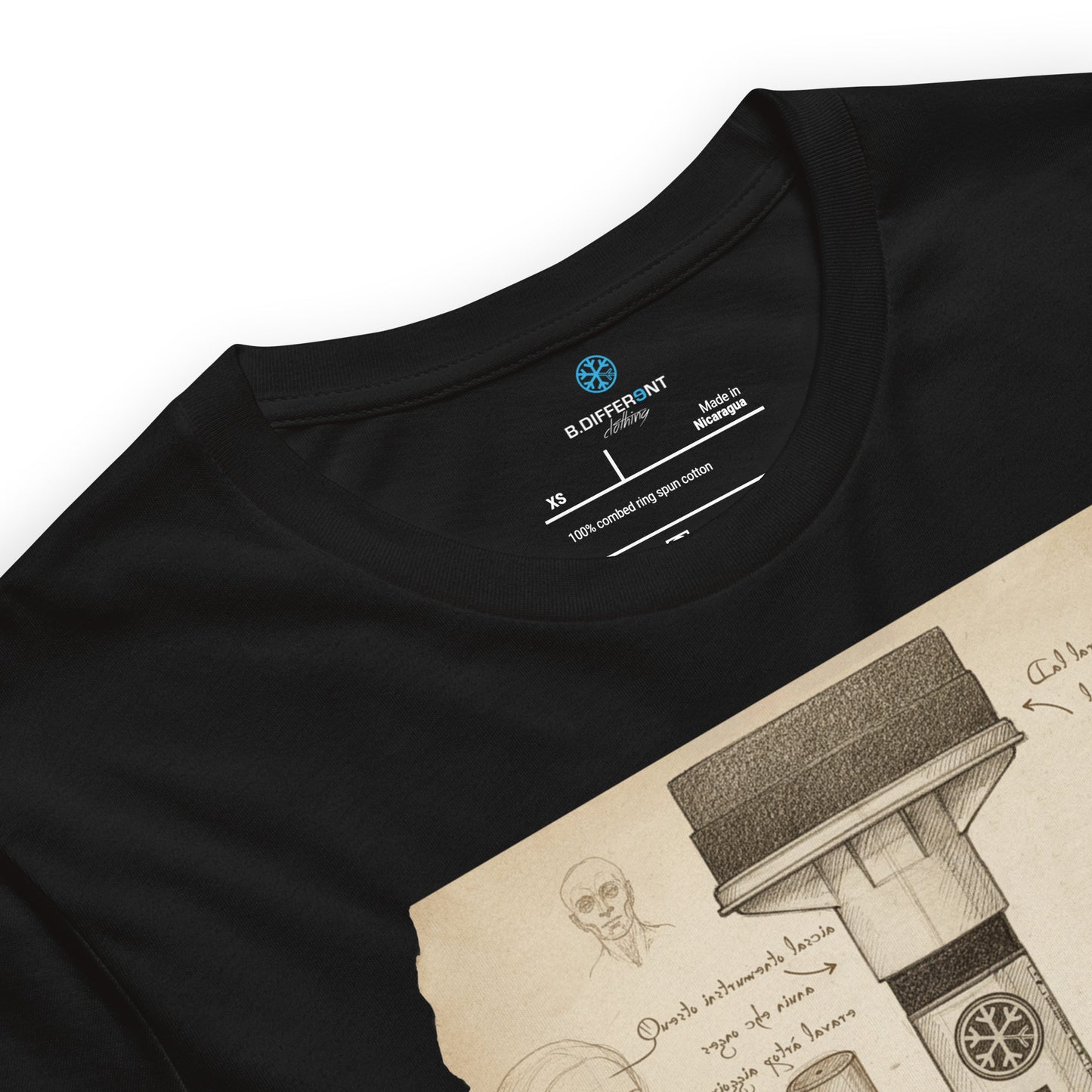 Black-Marker Sketch Graffiti Tee from B.Different Clothing, collar, graffiti-inspired streetwear t-shirt