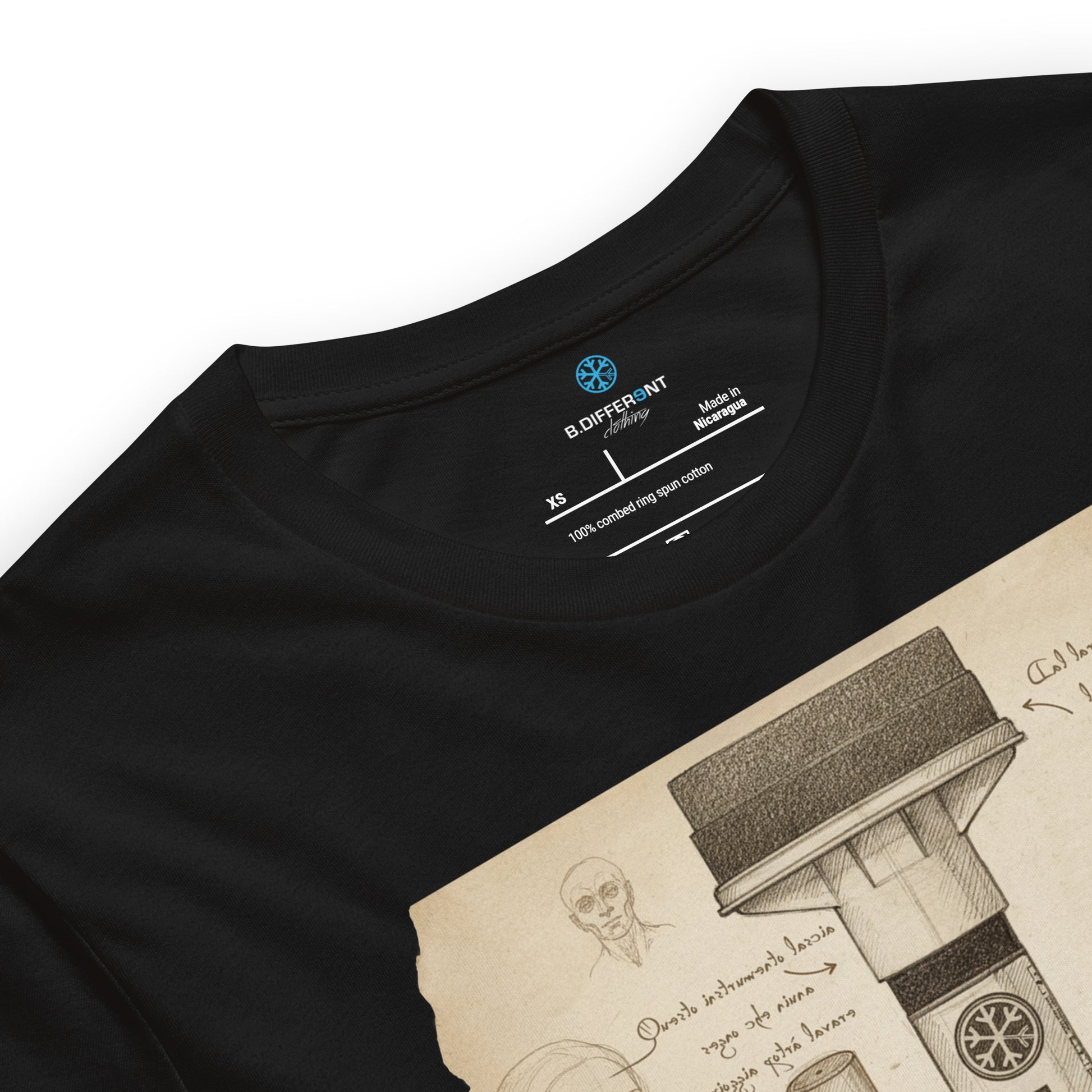 Black-Marker Sketch Graffiti Tee from B.Different Clothing, collar, graffiti-inspired streetwear t-shirt