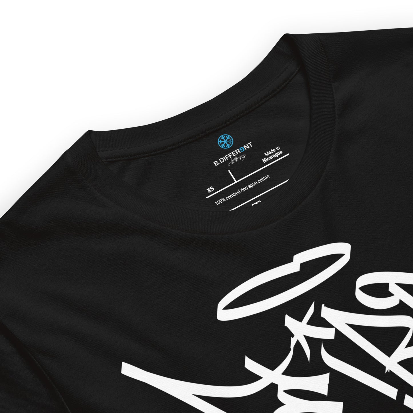 Black-Weirdo Tag Graffiti Tee from B.Different Clothing, collar, graffiti-inspired streetwear t-shirt