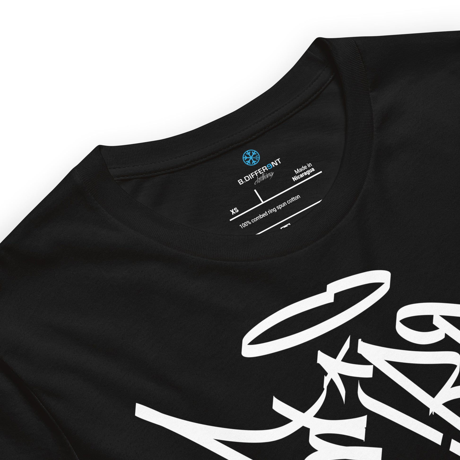 Black-Weirdo Tag Graffiti Tee from B.Different Clothing, collar, graffiti-inspired streetwear t-shirt