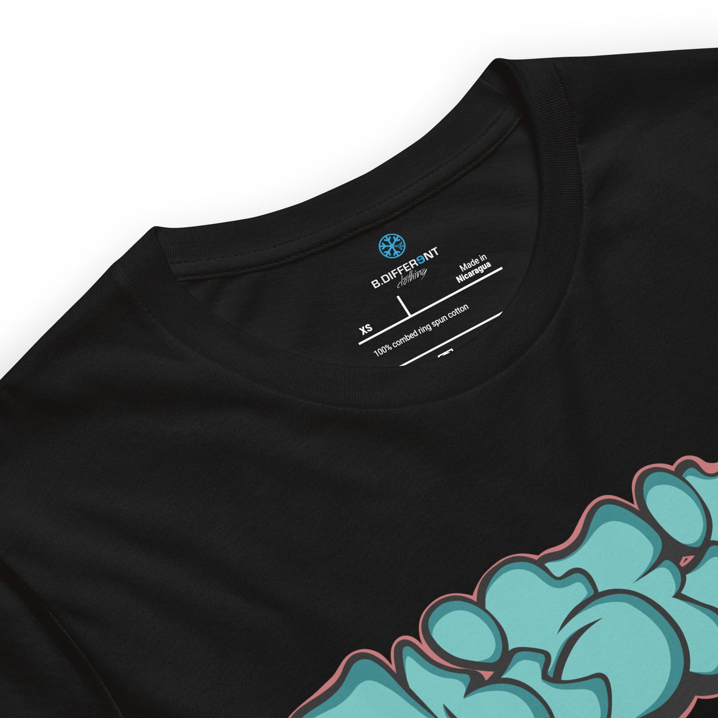 Black-Misfit Graffiti Throwie Tee from B.Different Clothing, collar, graffiti-inspired streetwear t-shirt