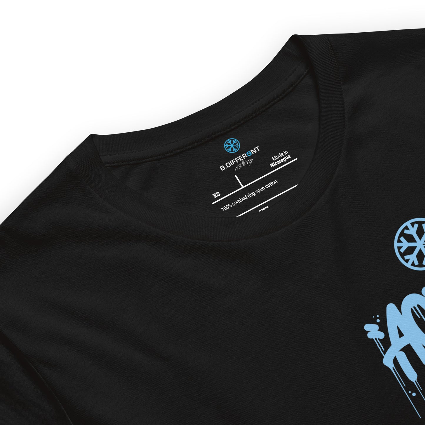 Black-ACAB Graffiti Character Tee from B.Different Clothing, collar, graffiti-inspired streetwear t-shirt