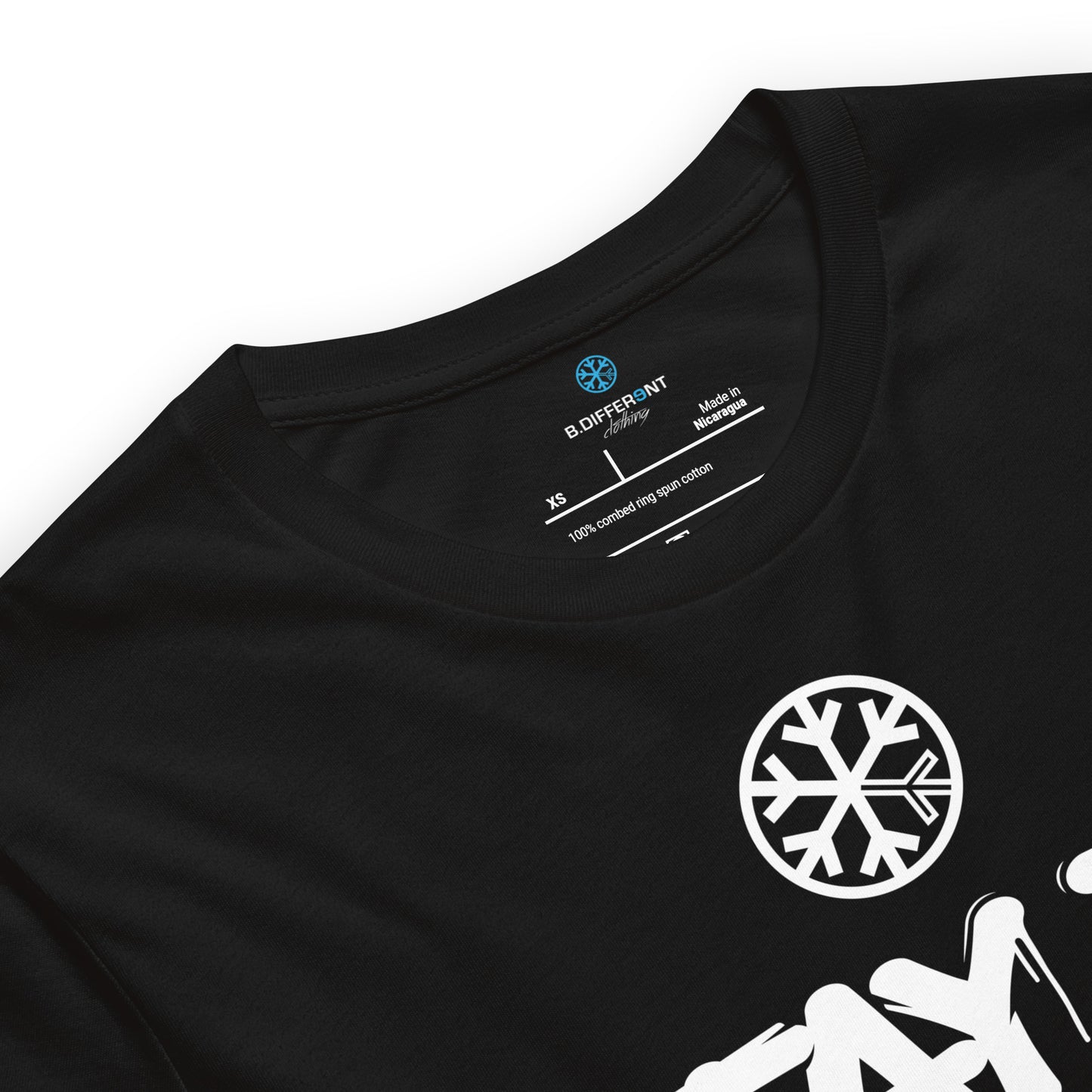 Black-Stay Fly Graffiti Tag Tee from B.Different Clothing, collar, graffiti-inspired streetwear t-shirt