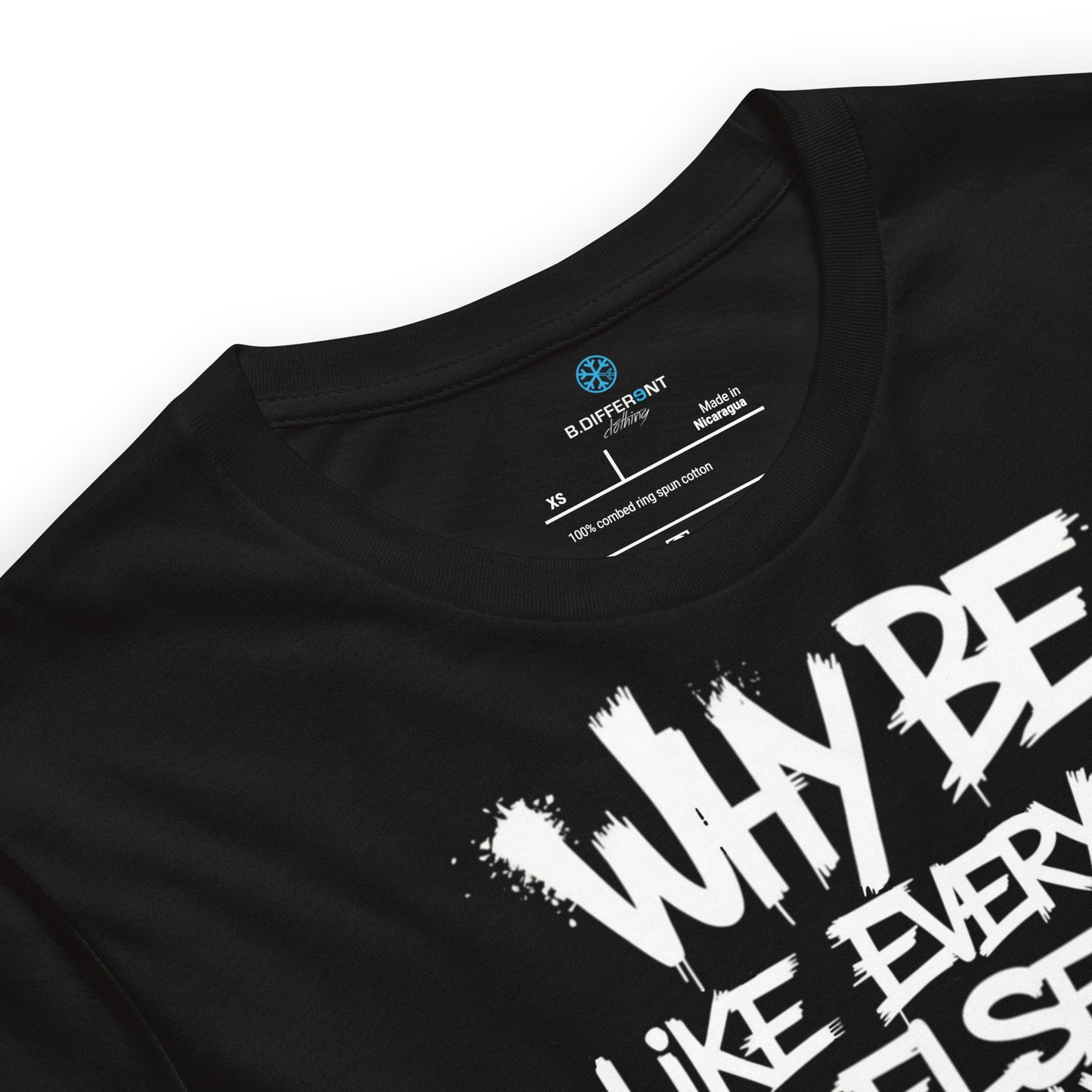 Black-Chaos They Fear Graffiti Tag Tee from B.Different Clothing, collar, graffiti-inspired streetwear t-shirt