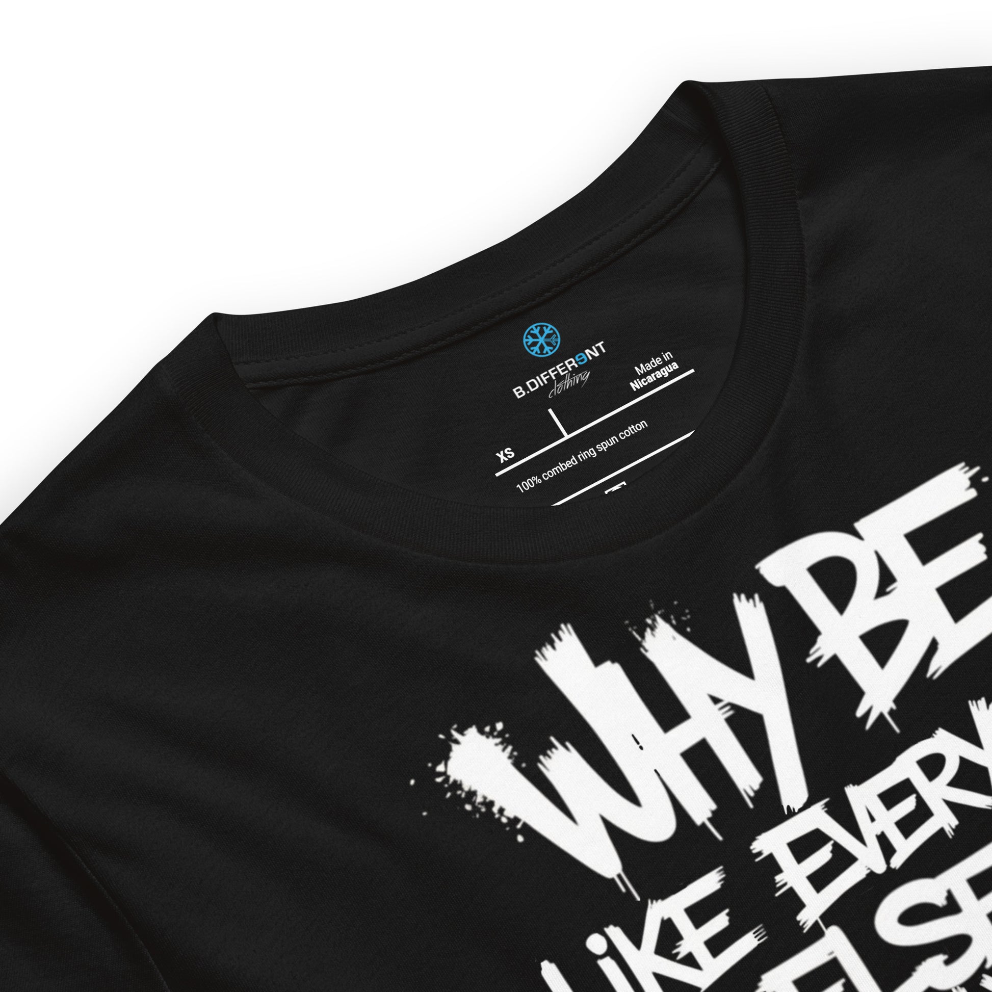 Black-Chaos They Fear Graffiti Tag Tee from B.Different Clothing, collar, graffiti-inspired streetwear t-shirt