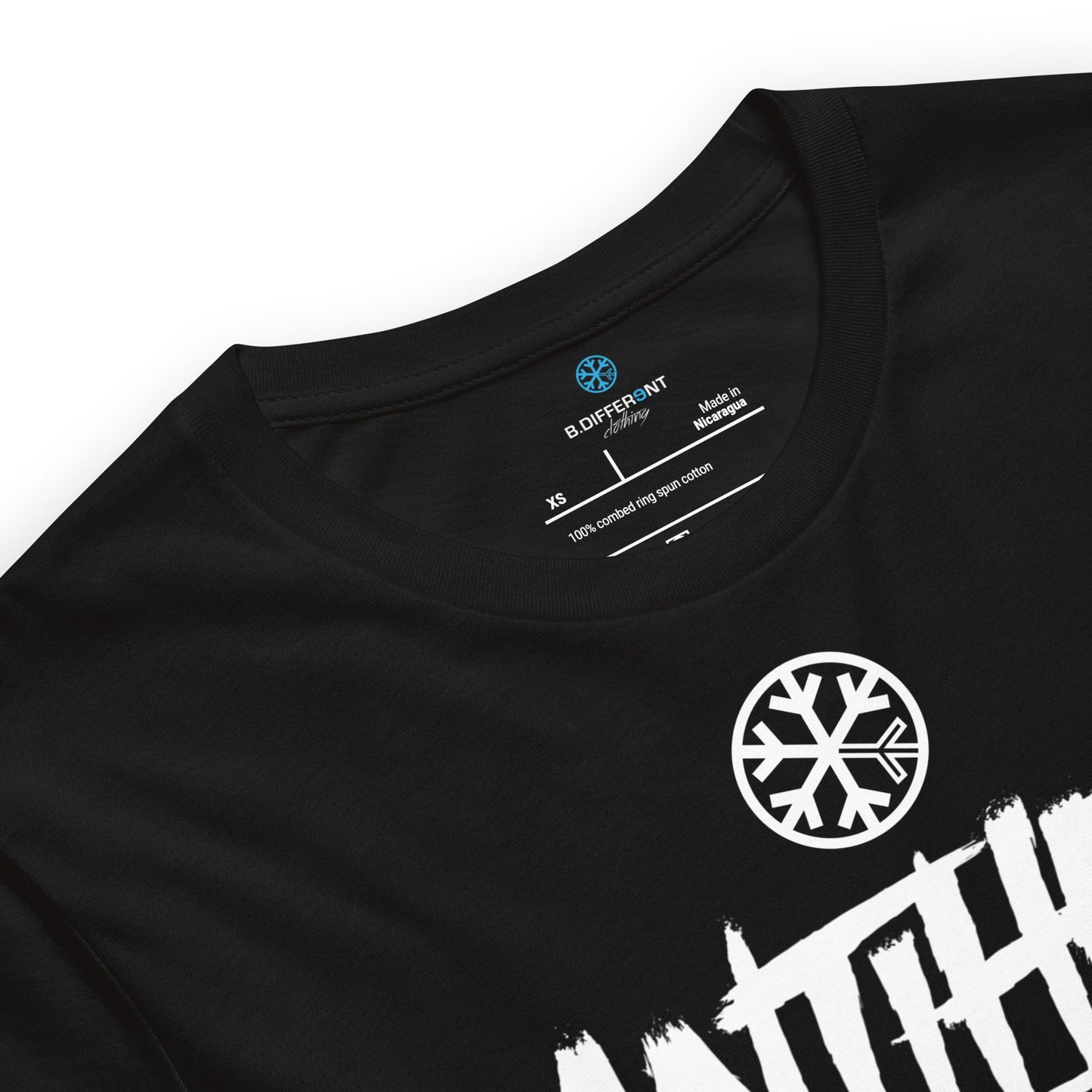 Black-Antihero Graffiti Tag Tee from B.Different Clothing, collar, graffiti-inspired streetwear t-shirt