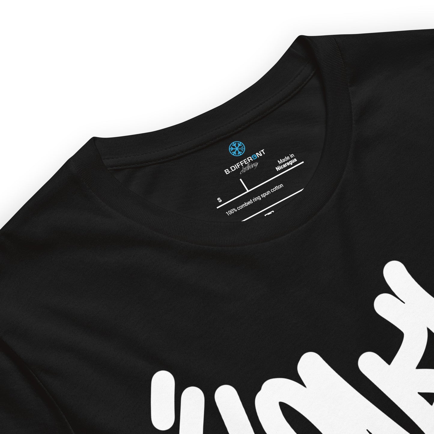 Black-Loner Graffiti Tag Tee from B.Different Clothing, collar, graffiti-inspired streetwear t-shirt