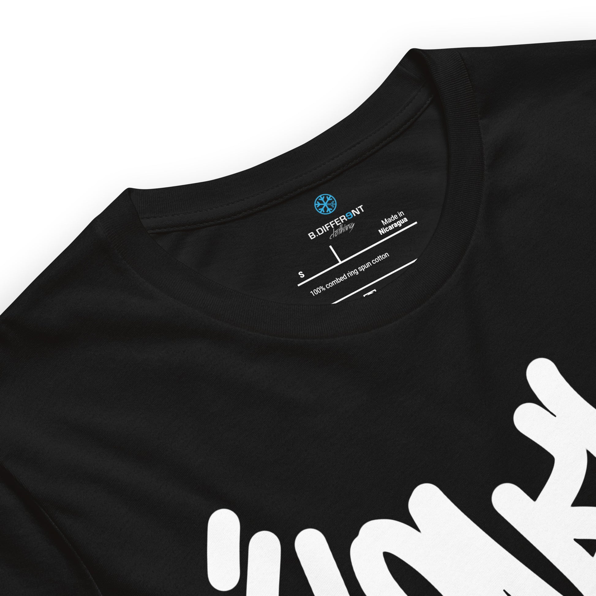 Black-Loner Graffiti Tag Tee from B.Different Clothing, collar, graffiti-inspired streetwear t-shirt