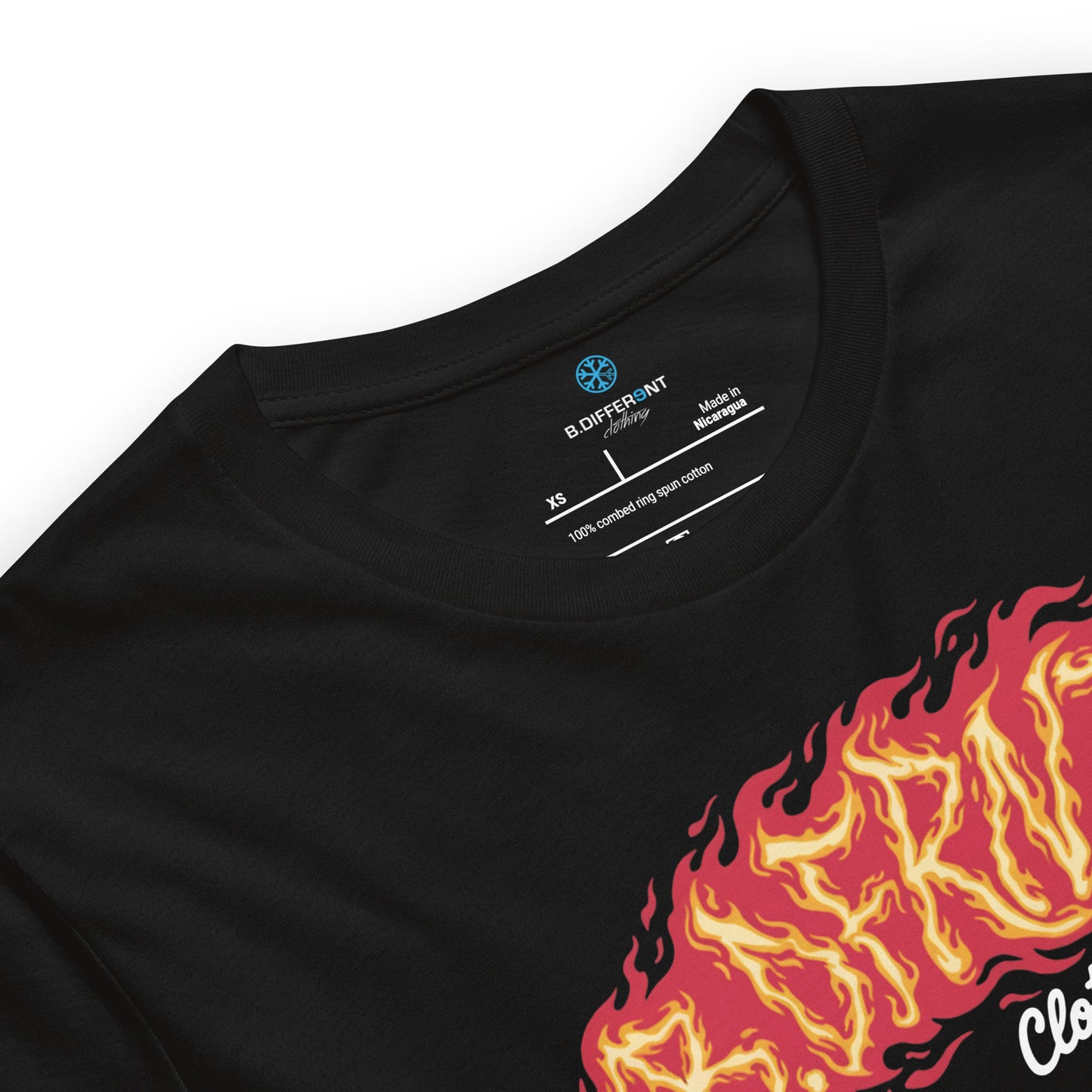 Black-Molotov Graffiti Tee from B.Different Clothing, collar, graffiti-inspired streetwear t-shirt