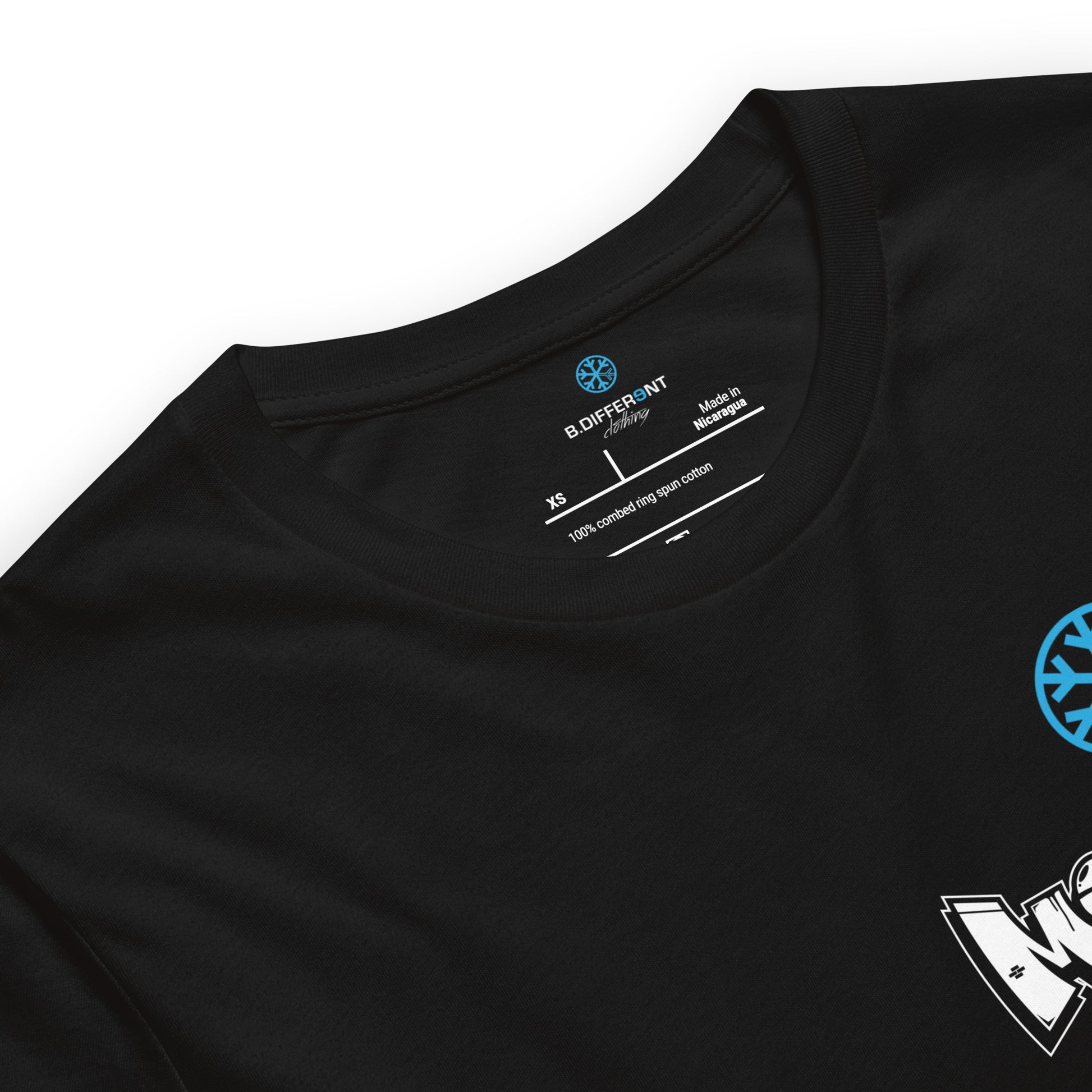 Black-Mission Graffiti Character Tee from B.Different Clothing, collar, graffiti-inspired streetwear t-shirt