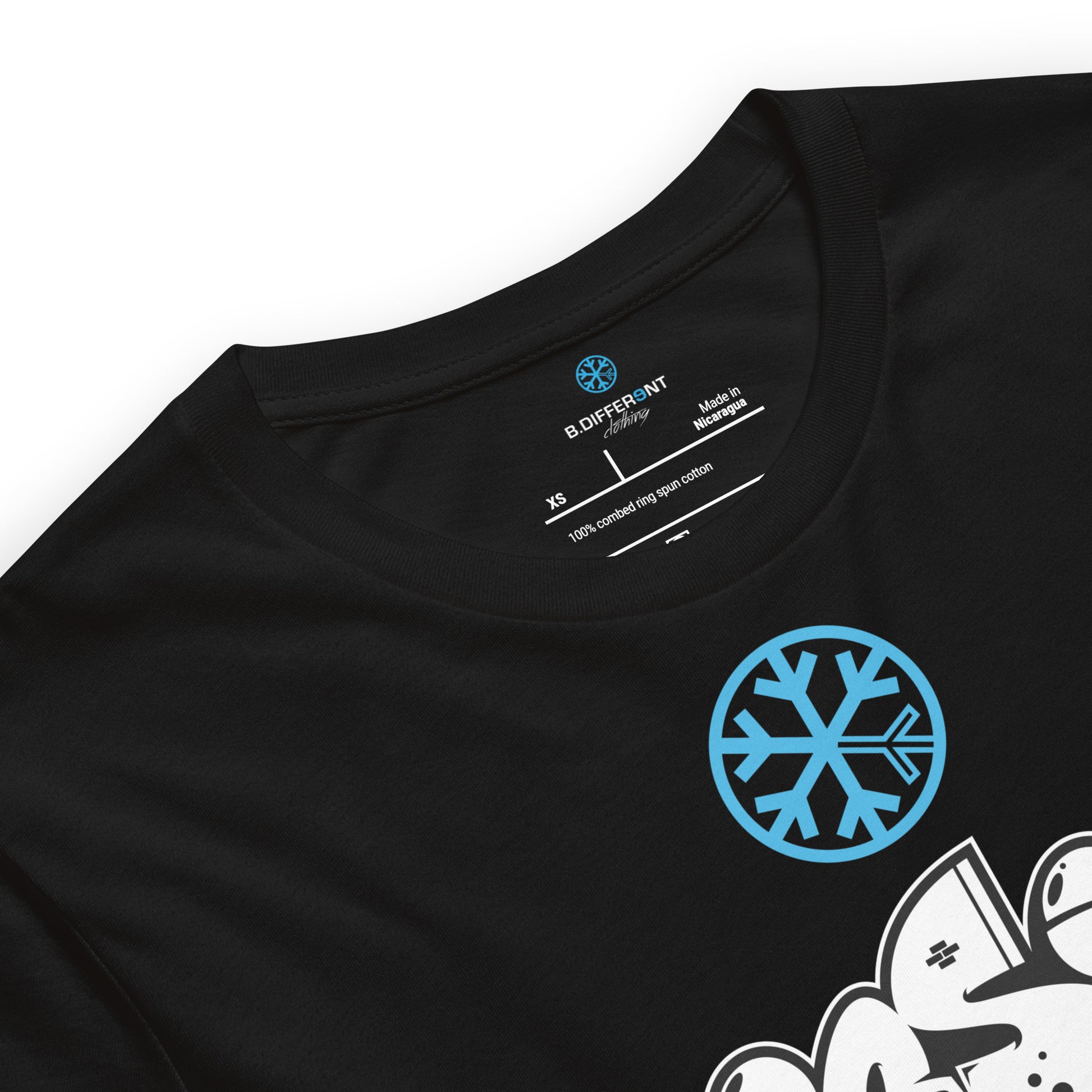 Black-Mission Graffiti Piece Tee from B.Different Clothing, collar, graffiti-inspired streetwear t-shirt