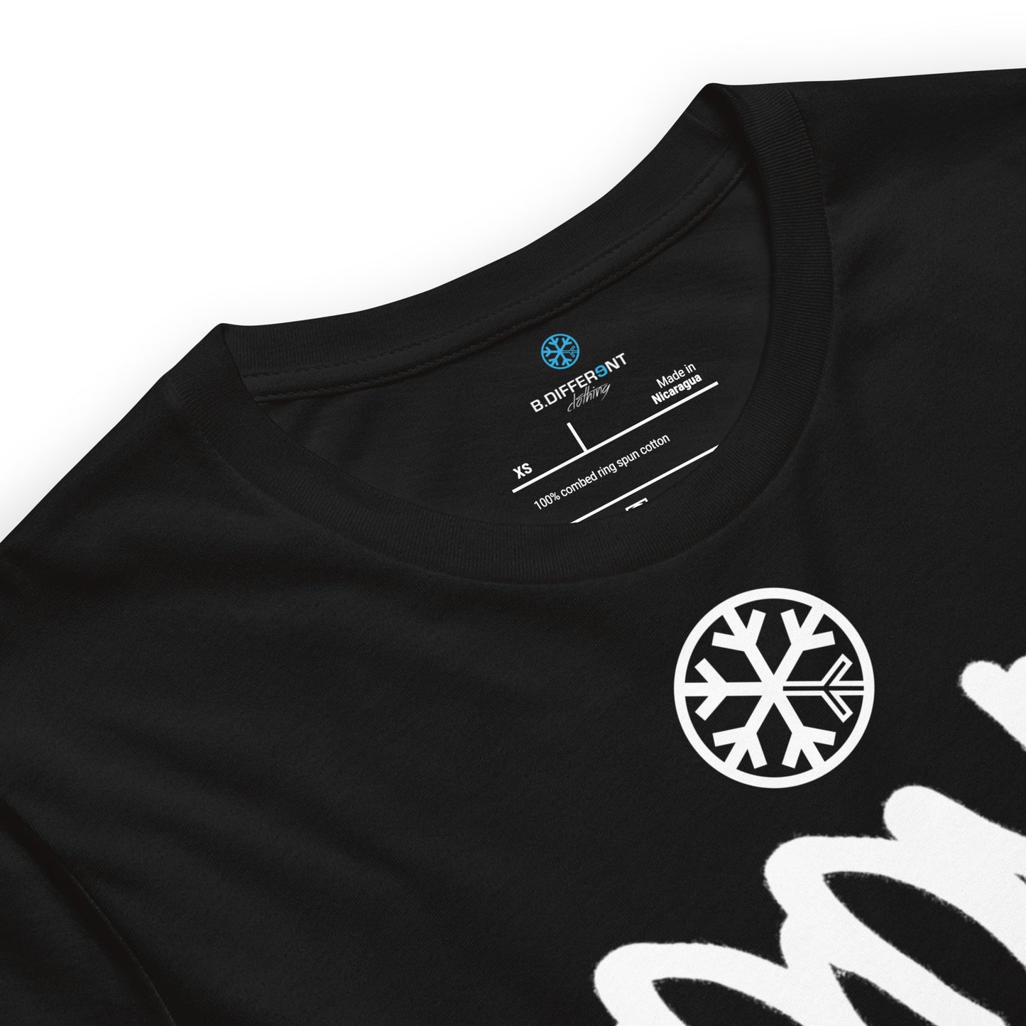 Black-Loony Graffiti Tag Tee from B.Different Clothing, collar, graffiti-inspired streetwear t-shirt