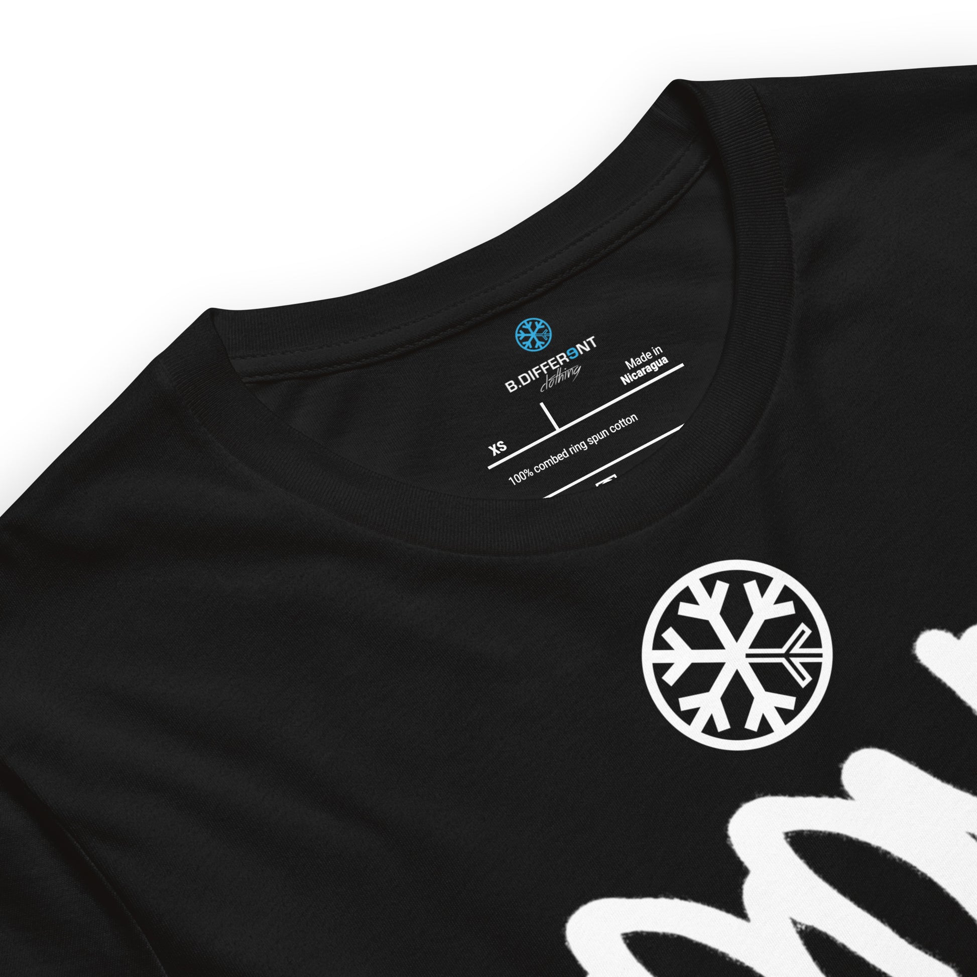 Black-Loony Graffiti Tag Tee from B.Different Clothing, collar, graffiti-inspired streetwear t-shirt