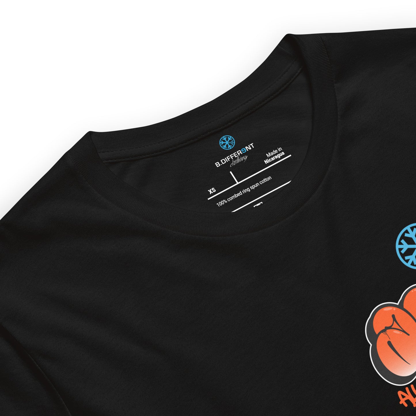 Black-ACAB Girl Graffiti Tee from B.Different Clothing, collar, graffiti-inspired streetwear