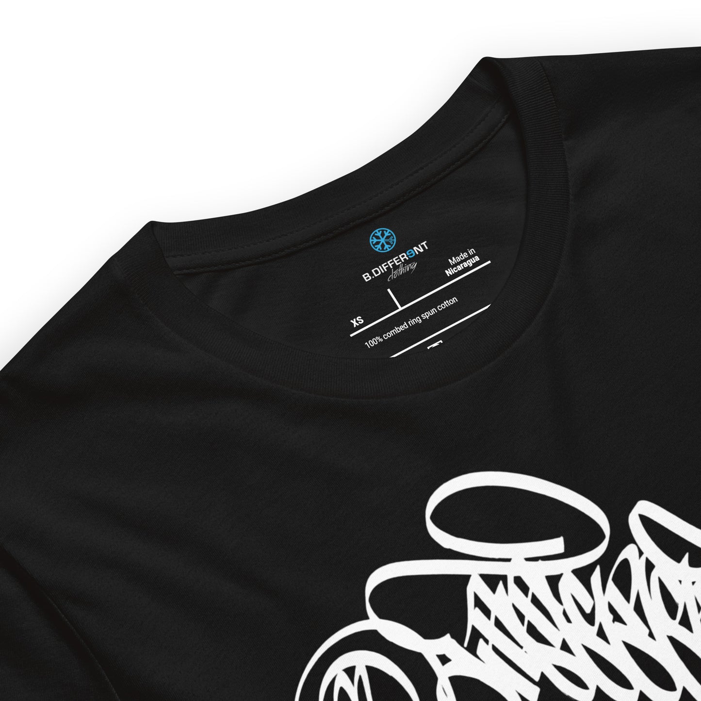 Black-B.Different Clothing Graffiti Tag Tee from B.Different Clothing, collar, graffiti-inspired streetwear t-shirt