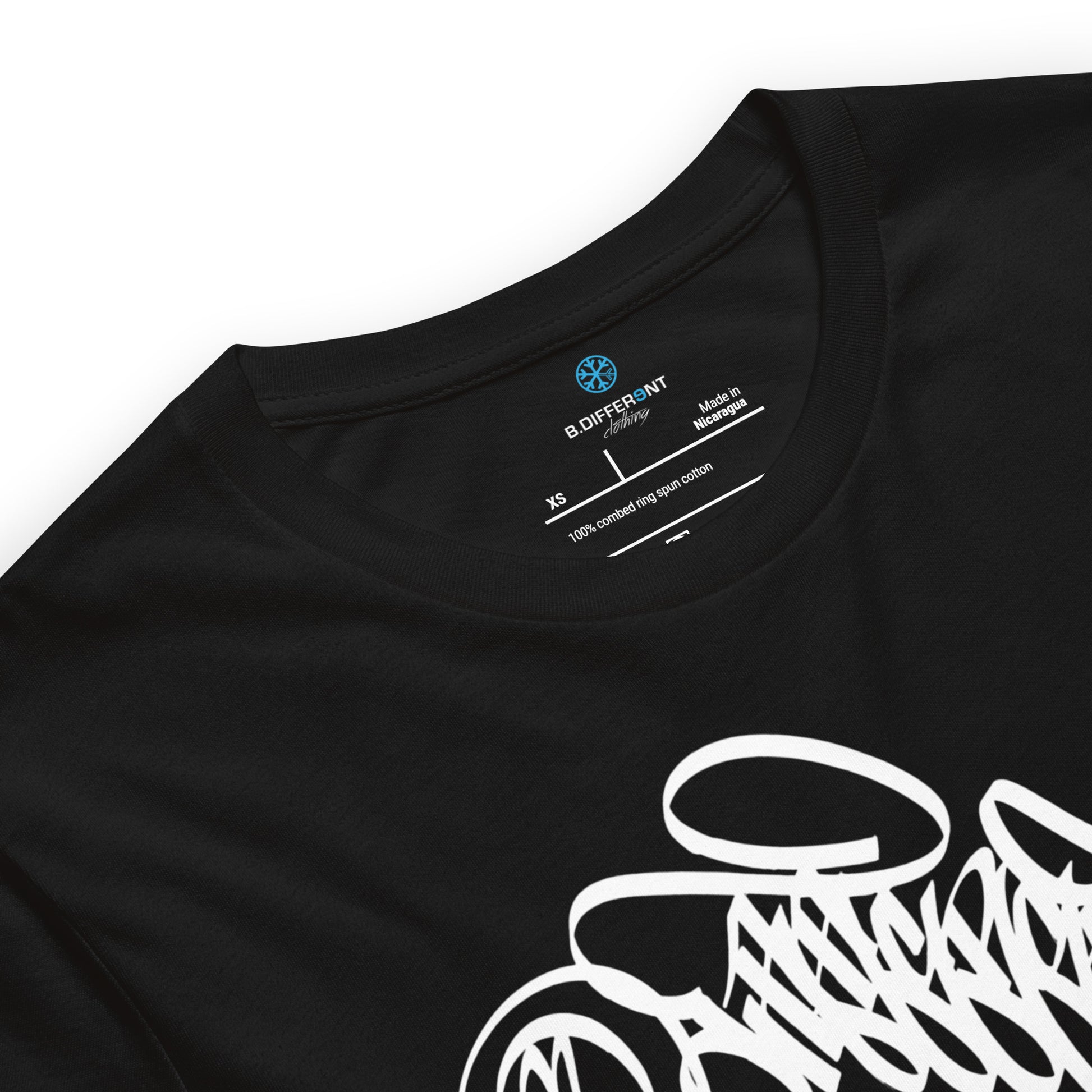 Black-B.Different Clothing Graffiti Tag Tee from B.Different Clothing, collar, graffiti-inspired streetwear t-shirt