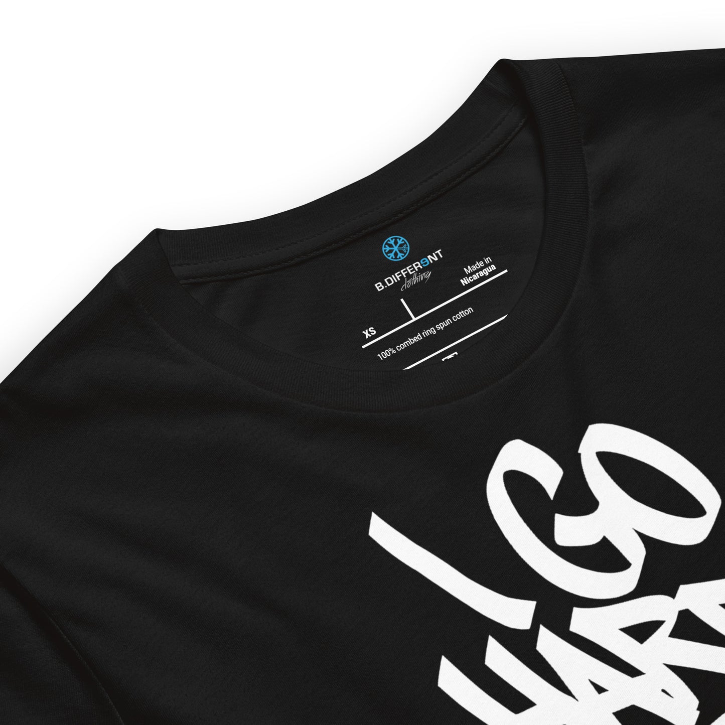 Black-I Go Hard With My Paint Graffiti Tee from B.Different Clothing, collar, graffiti-inspired streetwear t-shirt