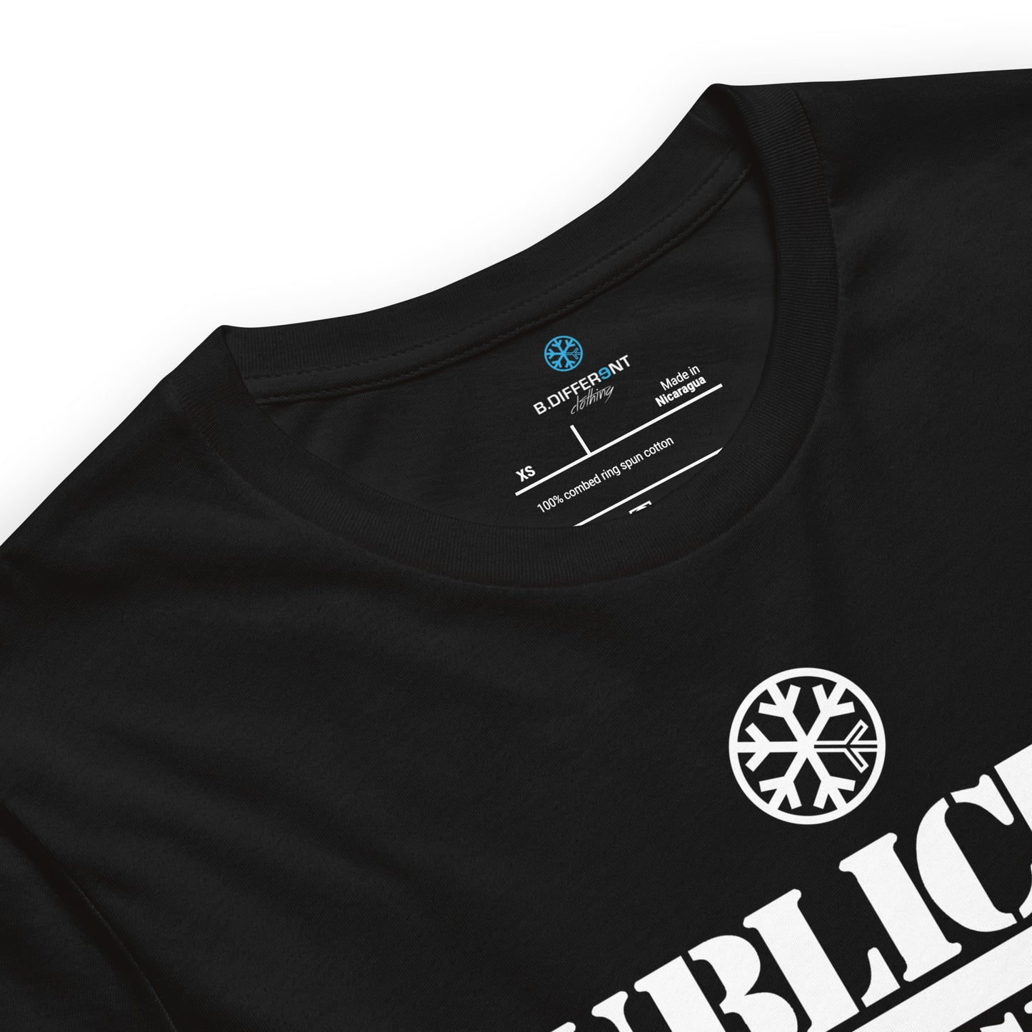 Black-Public Menace Graffiti Tee from B.Different Clothing, collar, graffiti-inspired streetwear t-shirt
