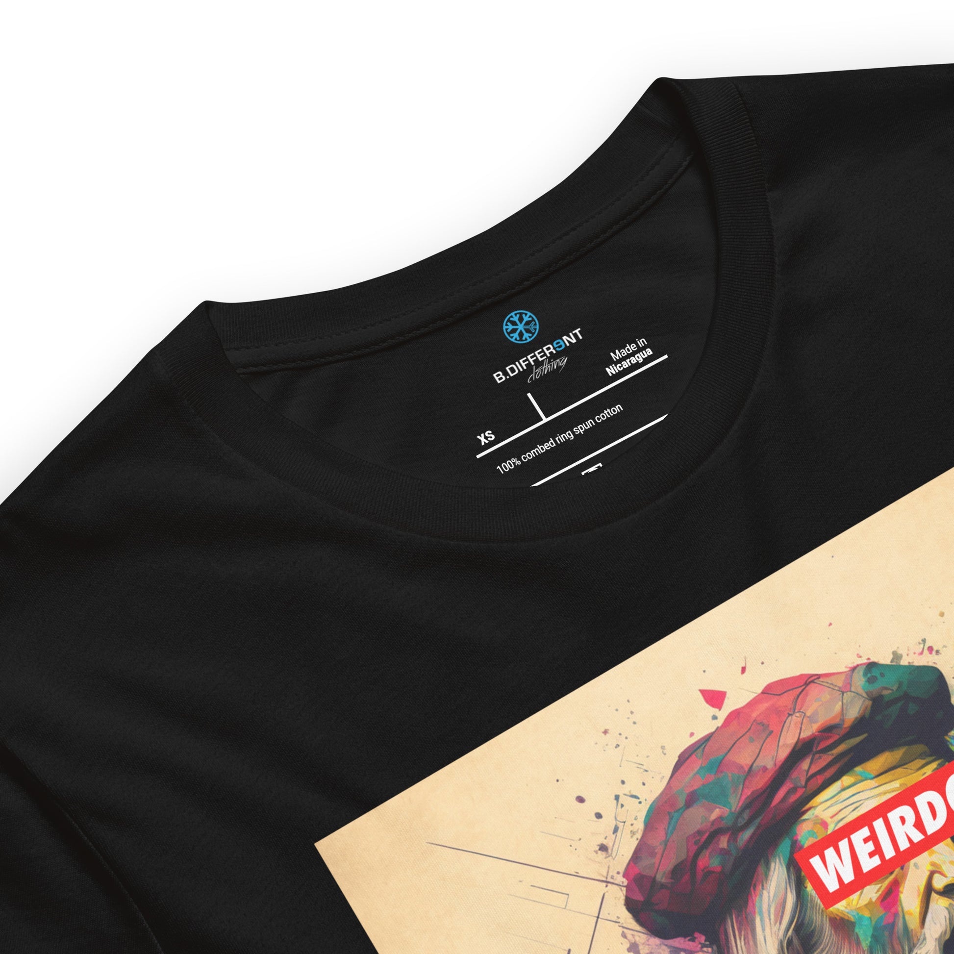 Black-Leonardo da Vinci Tee from B.Different Clothing, collar, graffiti-inspired streetwear t-shirt