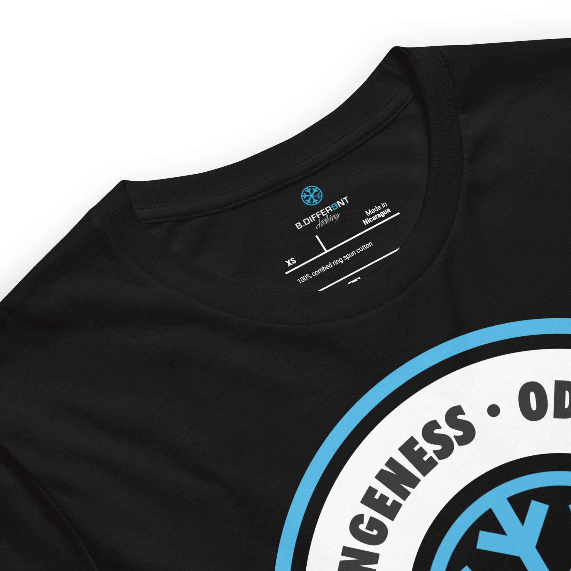 Black-Circle of Weirdness Tee from B.Different Clothing, collar, graffiti-inspired streetwear t-shirt