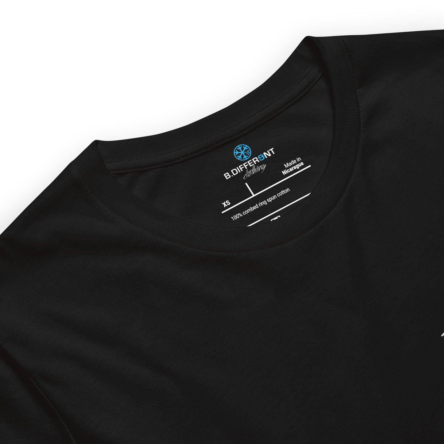 Black-Outcast Graffiti Tag Tee from B.Different Clothing, collar, graffiti-inspired streetwear t-shirt